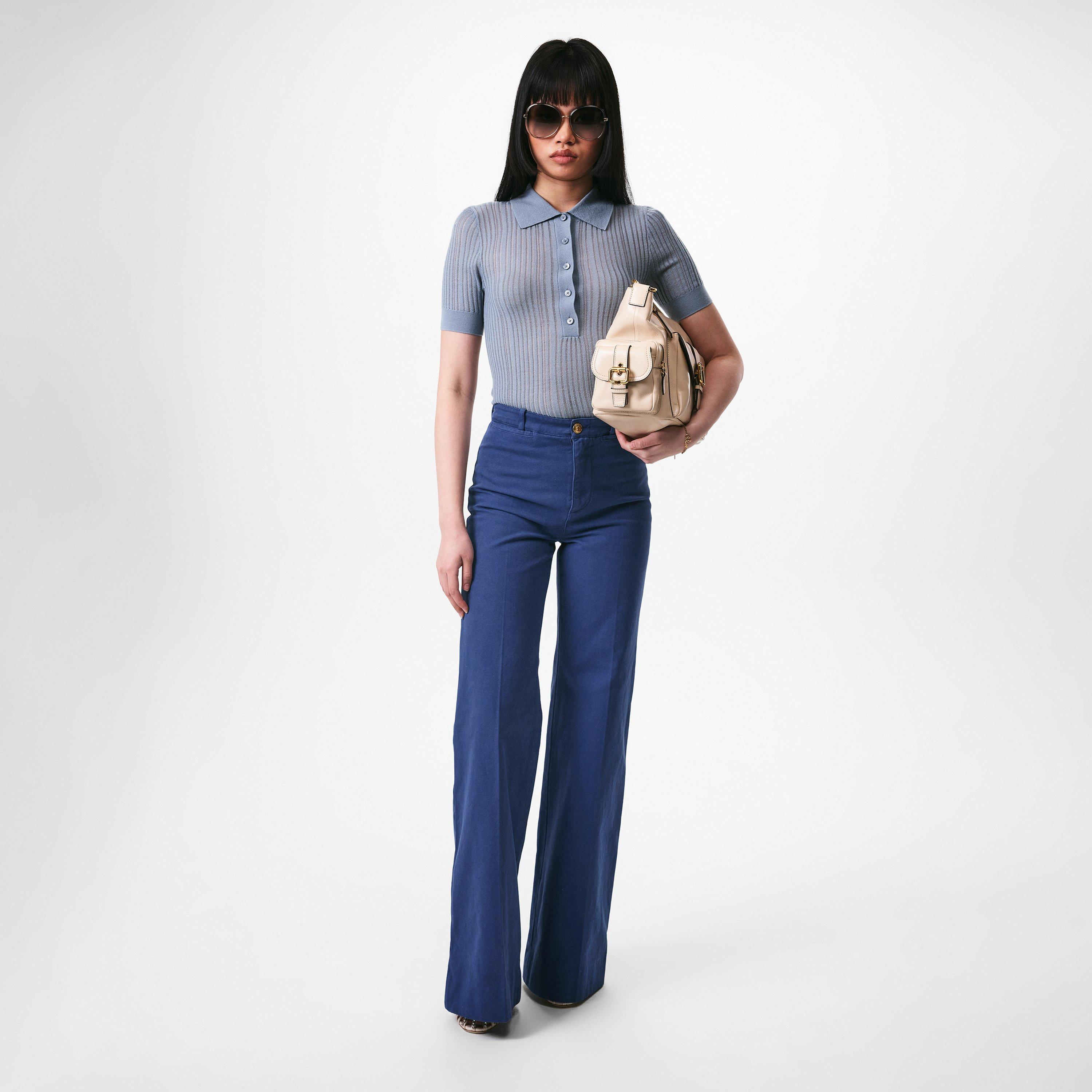 Deep Blue - Chloe - Women's Bell Cotton Wide Leg Jeans - 5