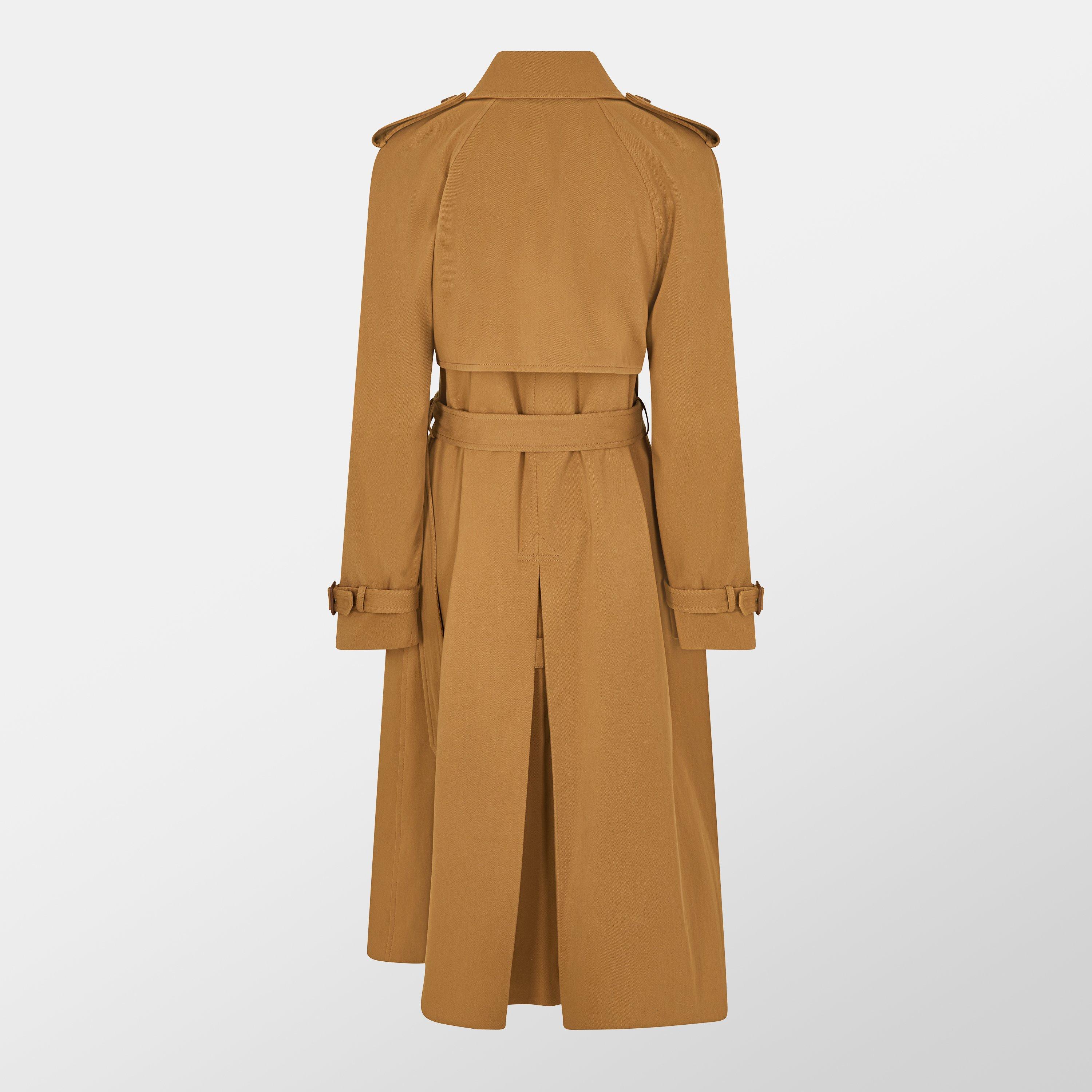 Past Khaki - Chloe - Women's Cape Cotton Horn Button Calf Length Long Sleeve Trench Coat - 2