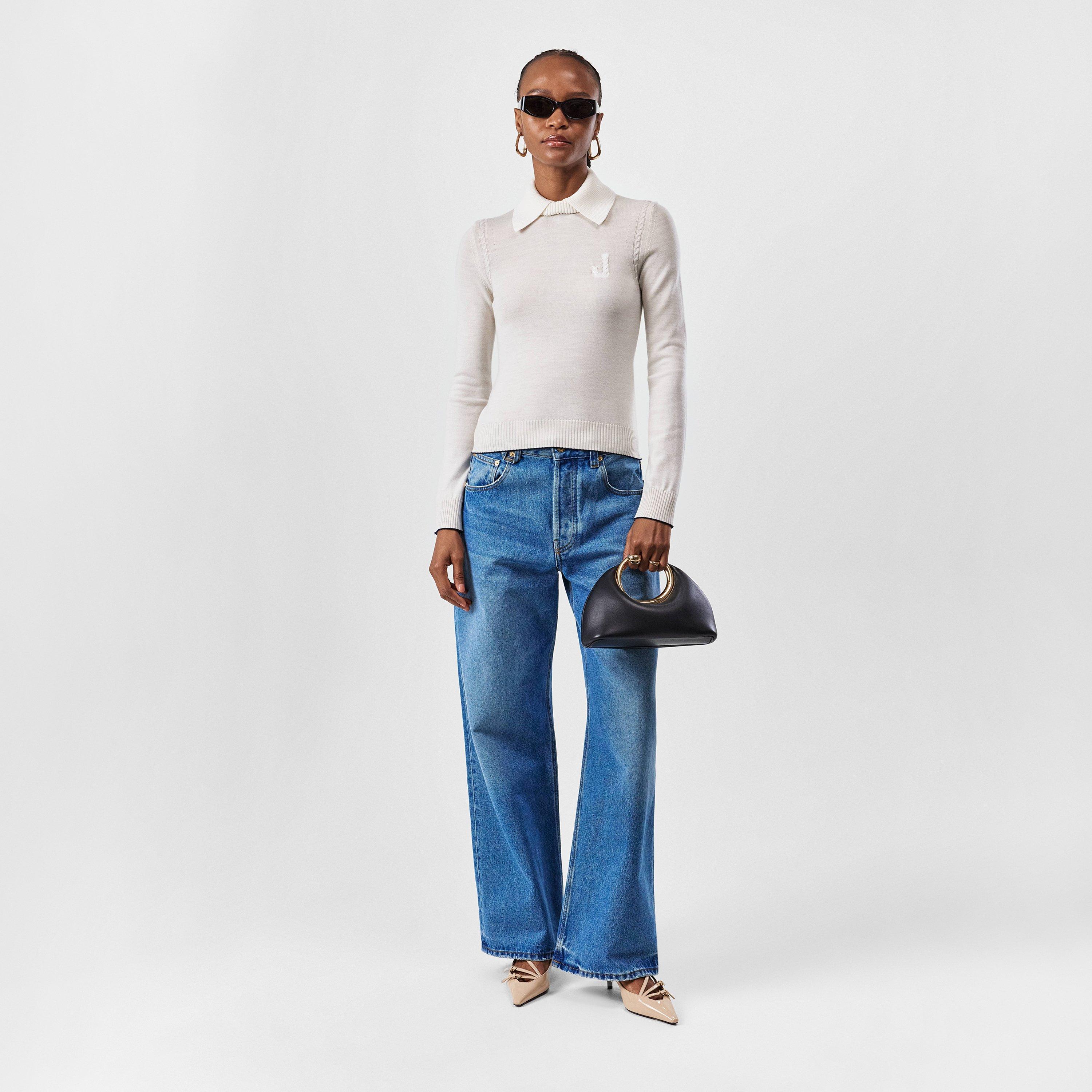 美品JACQUEMUSデザインニットネイビー32 Jacquemus - Le Pull Malha jacquard sweater Jacquemus
