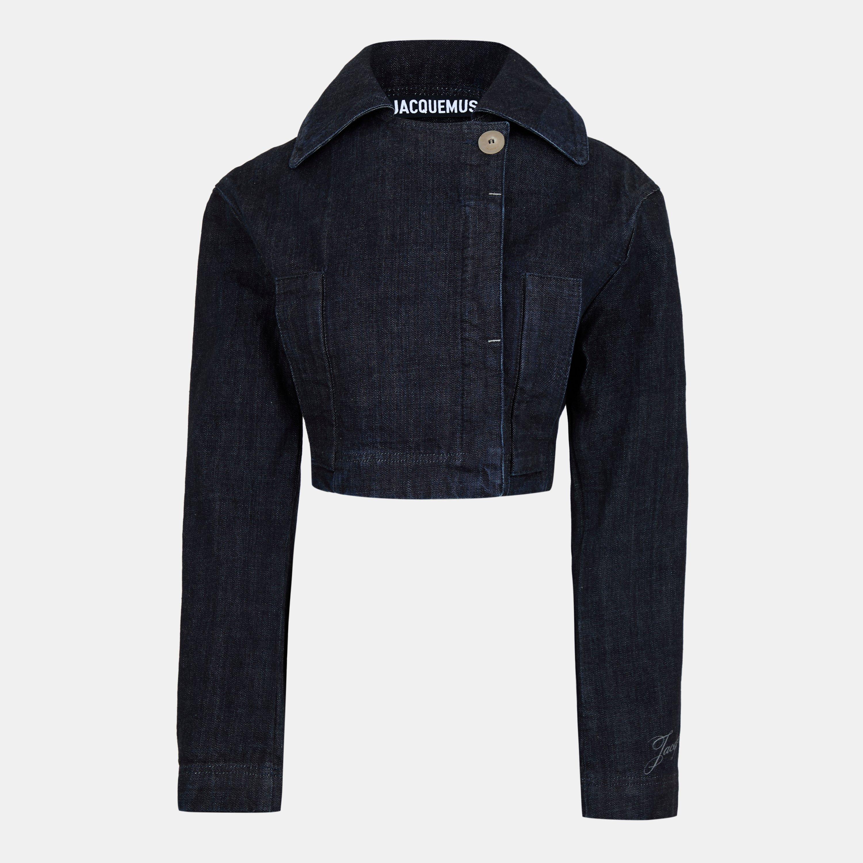 Dark Navy - Jacquemus - Women's Marino Cotton Cropped Long Sleeve Denim Jacket - 1