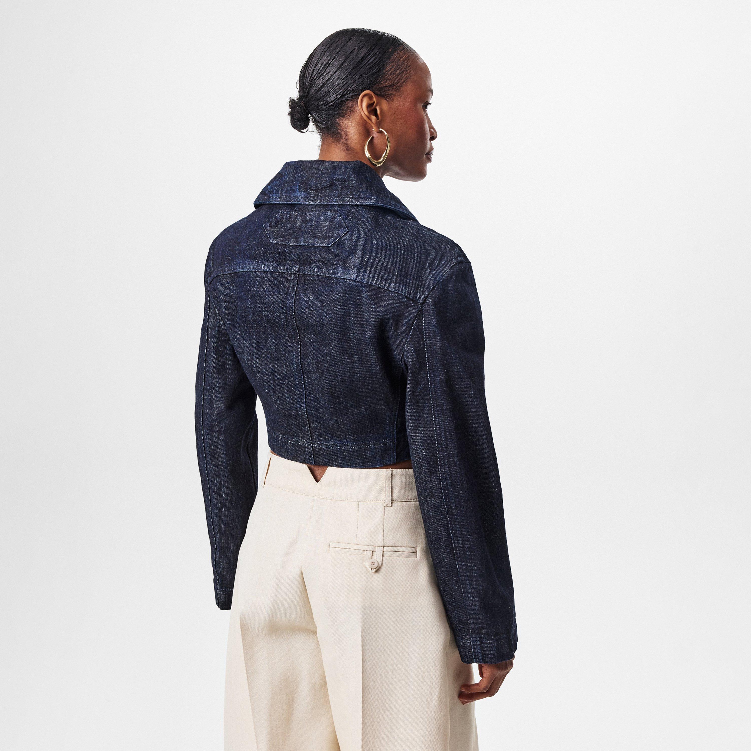 Dark Navy - Jacquemus - Women's Marino Cotton Cropped Long Sleeve Denim Jacket - 4