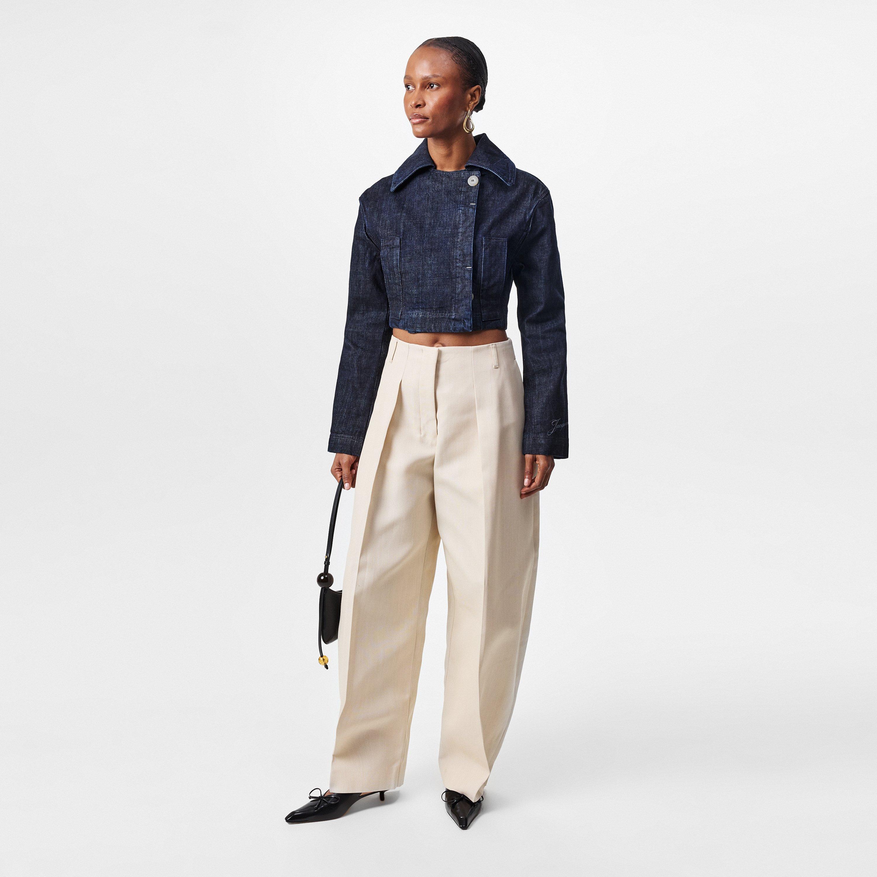 Dark Navy - Jacquemus - Women's Marino Cotton Cropped Long Sleeve Denim Jacket - 6