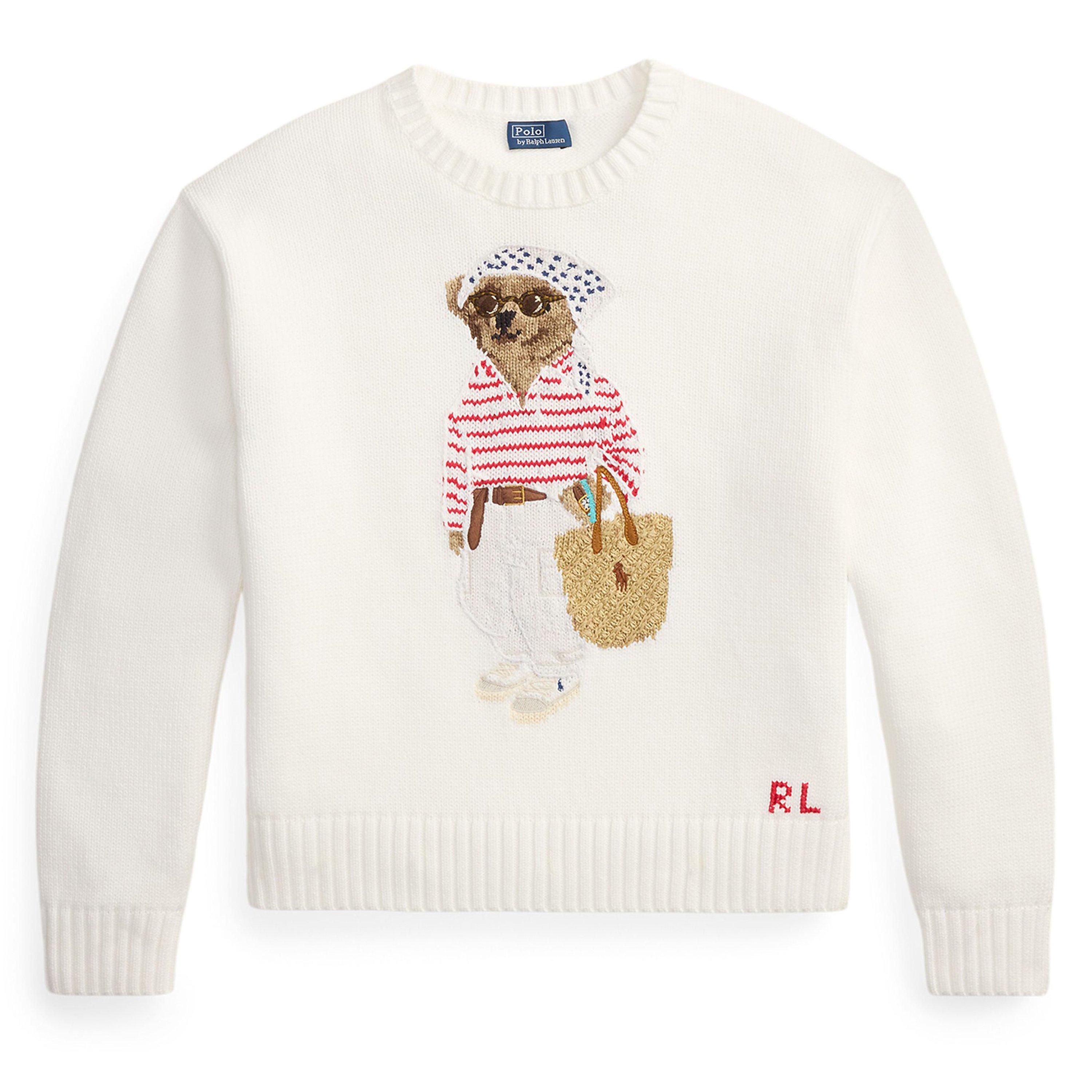 Polo Ralph Lauren Women's Crew Neck Jumper - WHITE MULTI - Size 10 (S)