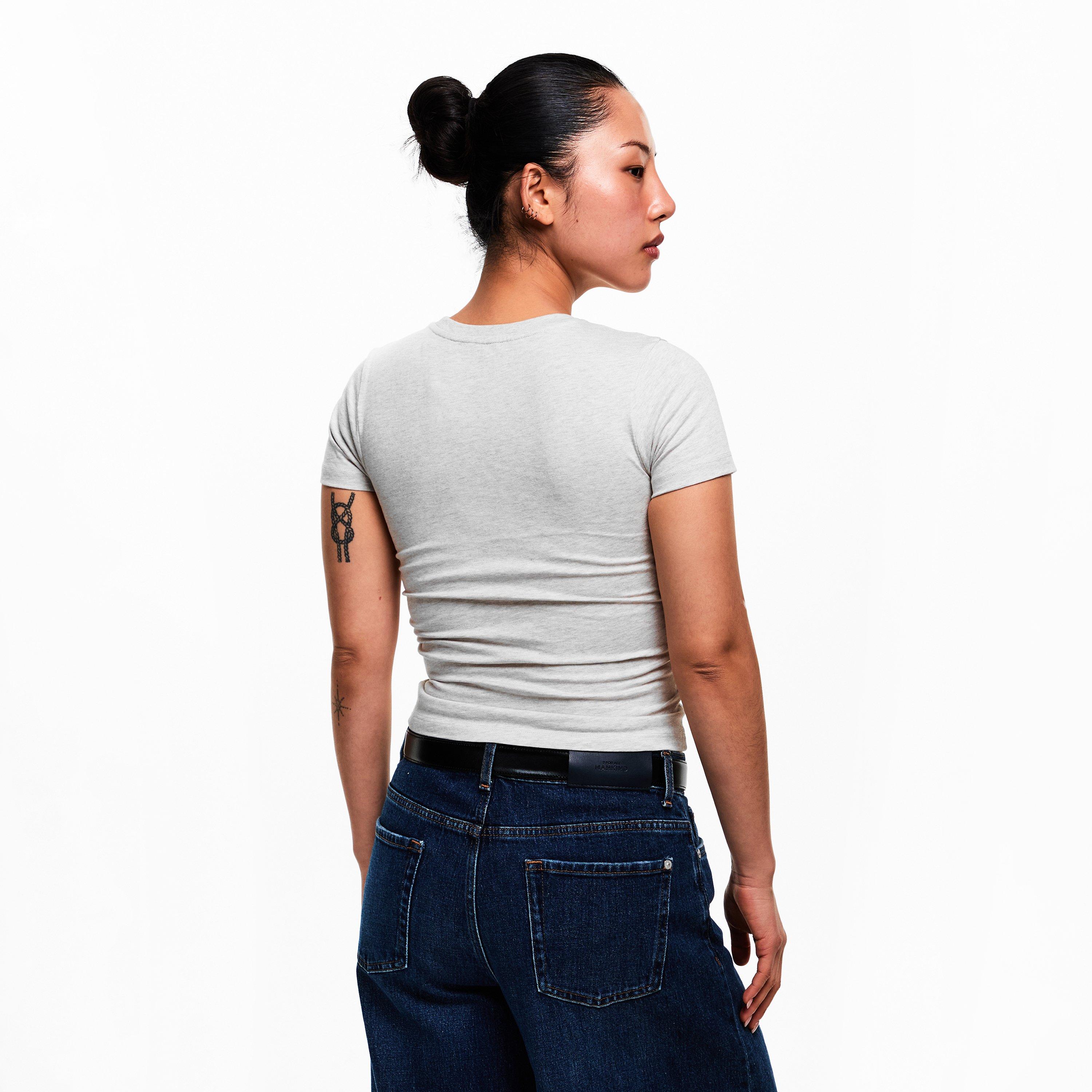 GJ Light Grey - Guess - Women's Stamp Baby Tee - 4