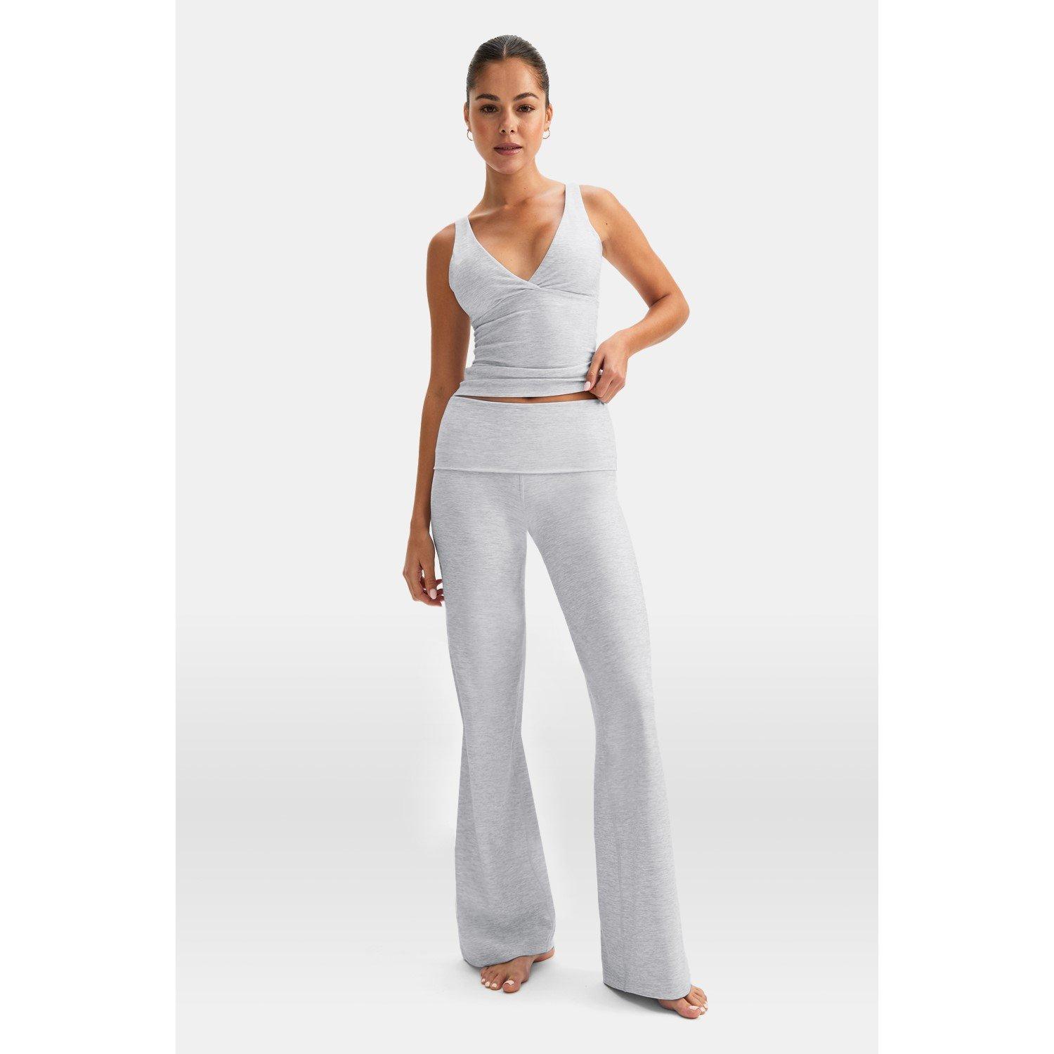 Grey Marl - TALA - TALA DAYFLEX FOLD WAIST FLARED TROUSERS 30 - 2