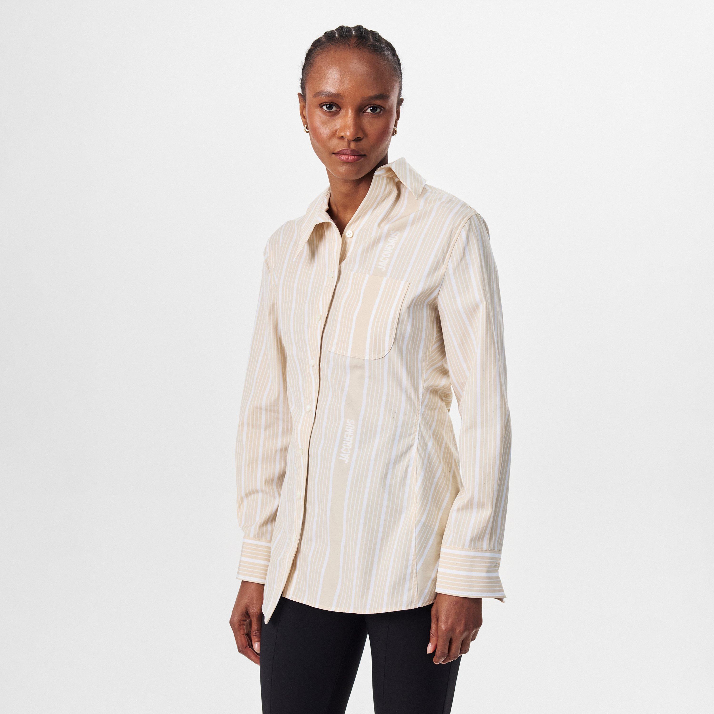 Yellow/White - Jacquemus - Women's Jacquard Pablo Long-Sleeve Patterned Shirt - 3