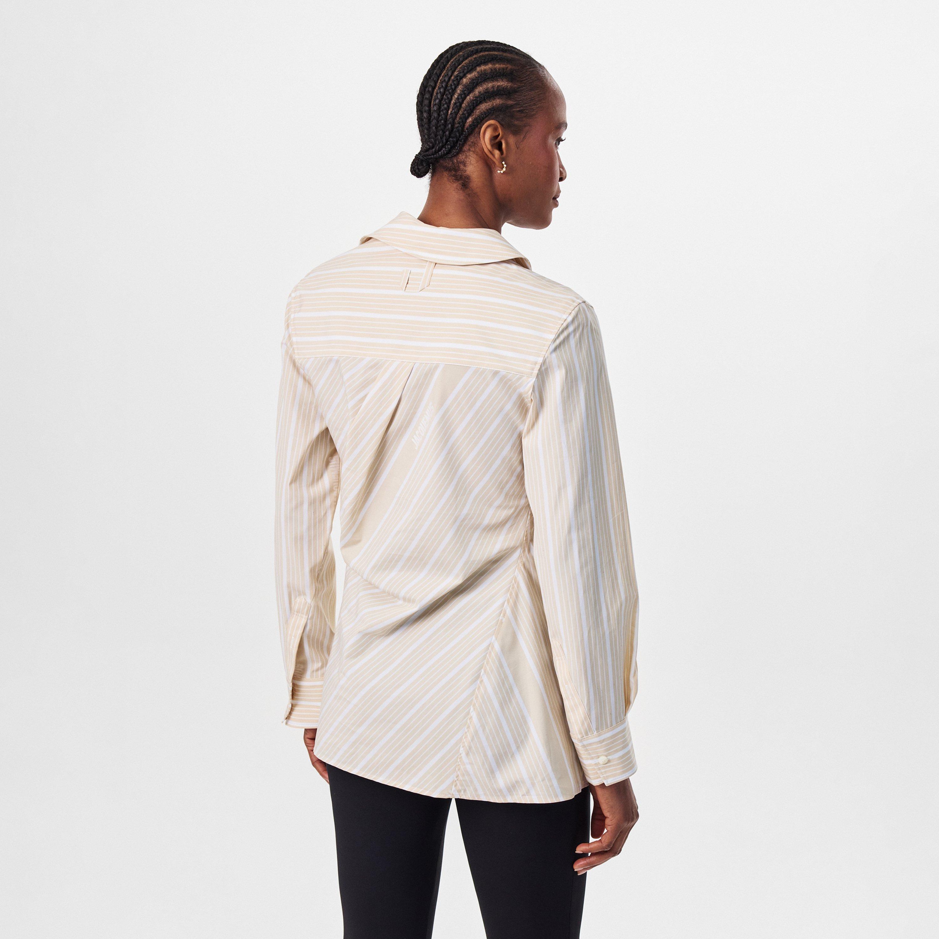 Yellow/White - Jacquemus - Women's Jacquard Pablo Long-Sleeve Patterned Shirt - 4