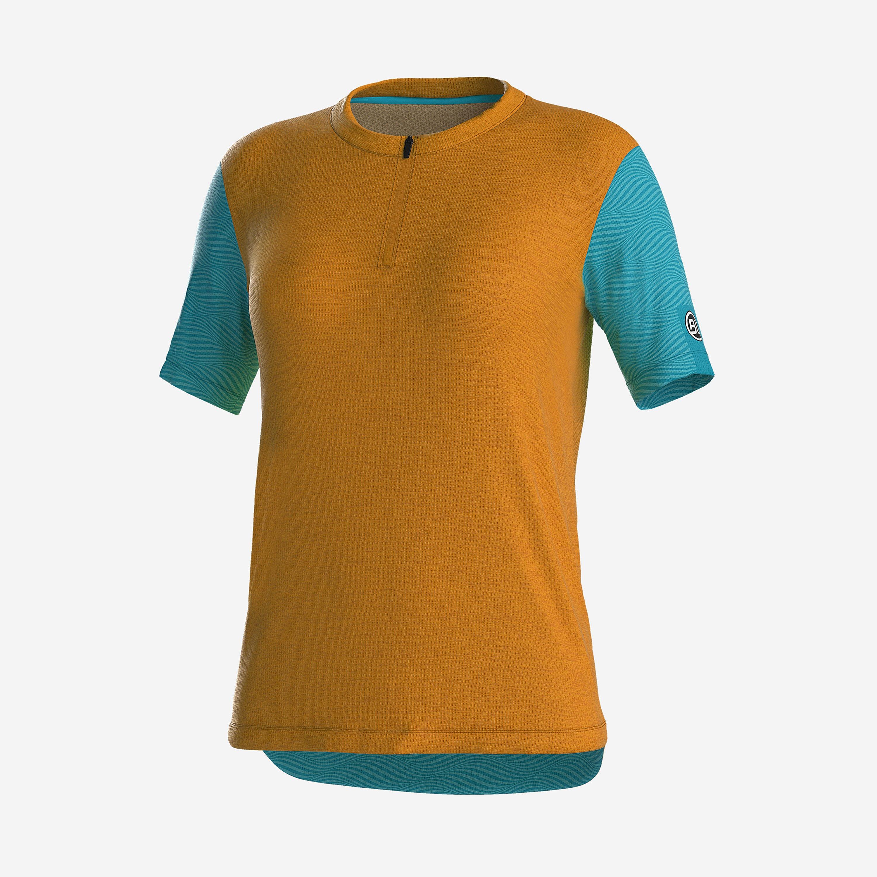 Bicycle Line Women's Zoe Half Zip Short Sleeve Cycling Jersey - Mustard - 8 (XS)
