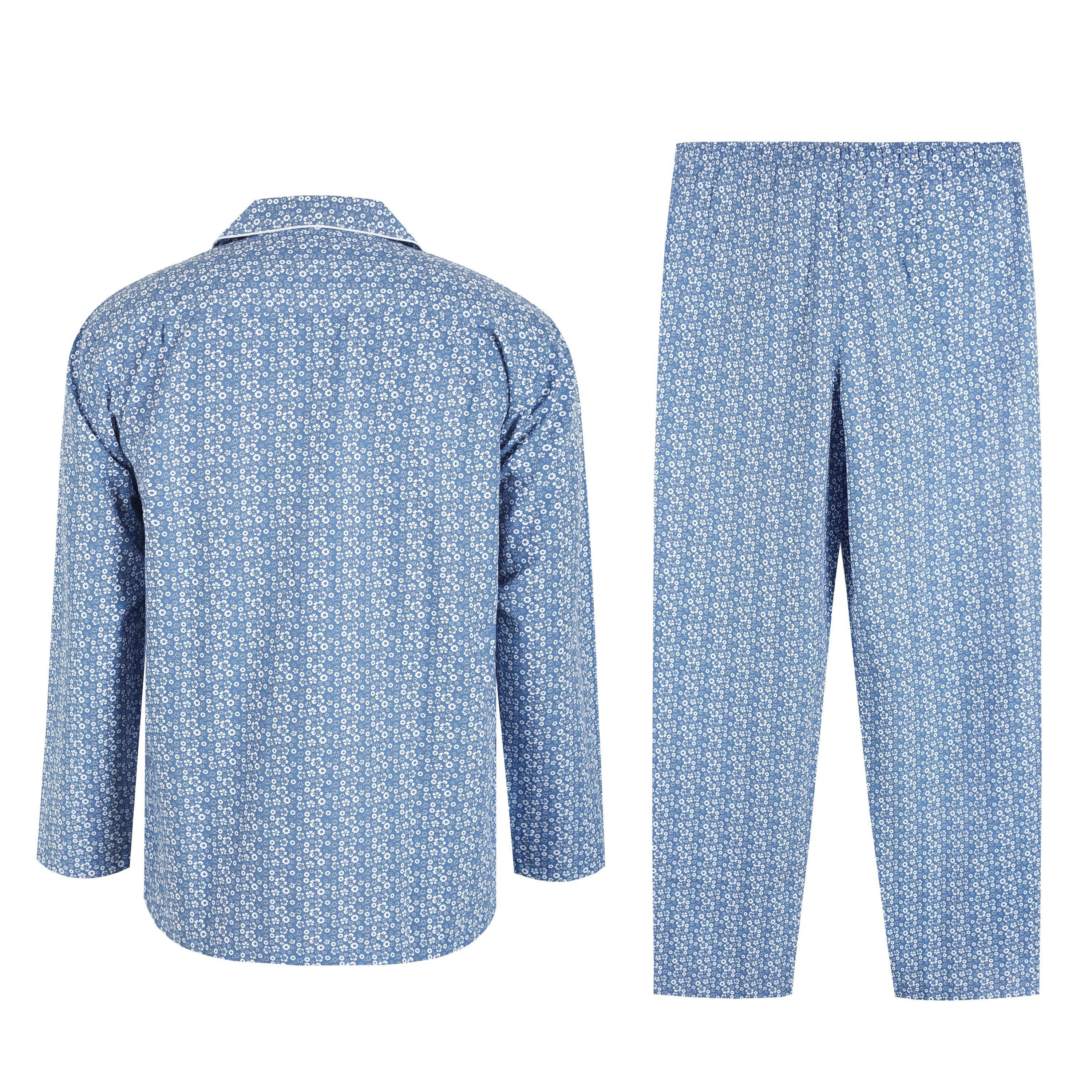 Blumenmuster in Blau - Linea - Men's Geo Long-Sleeve Pyjama Set - 2