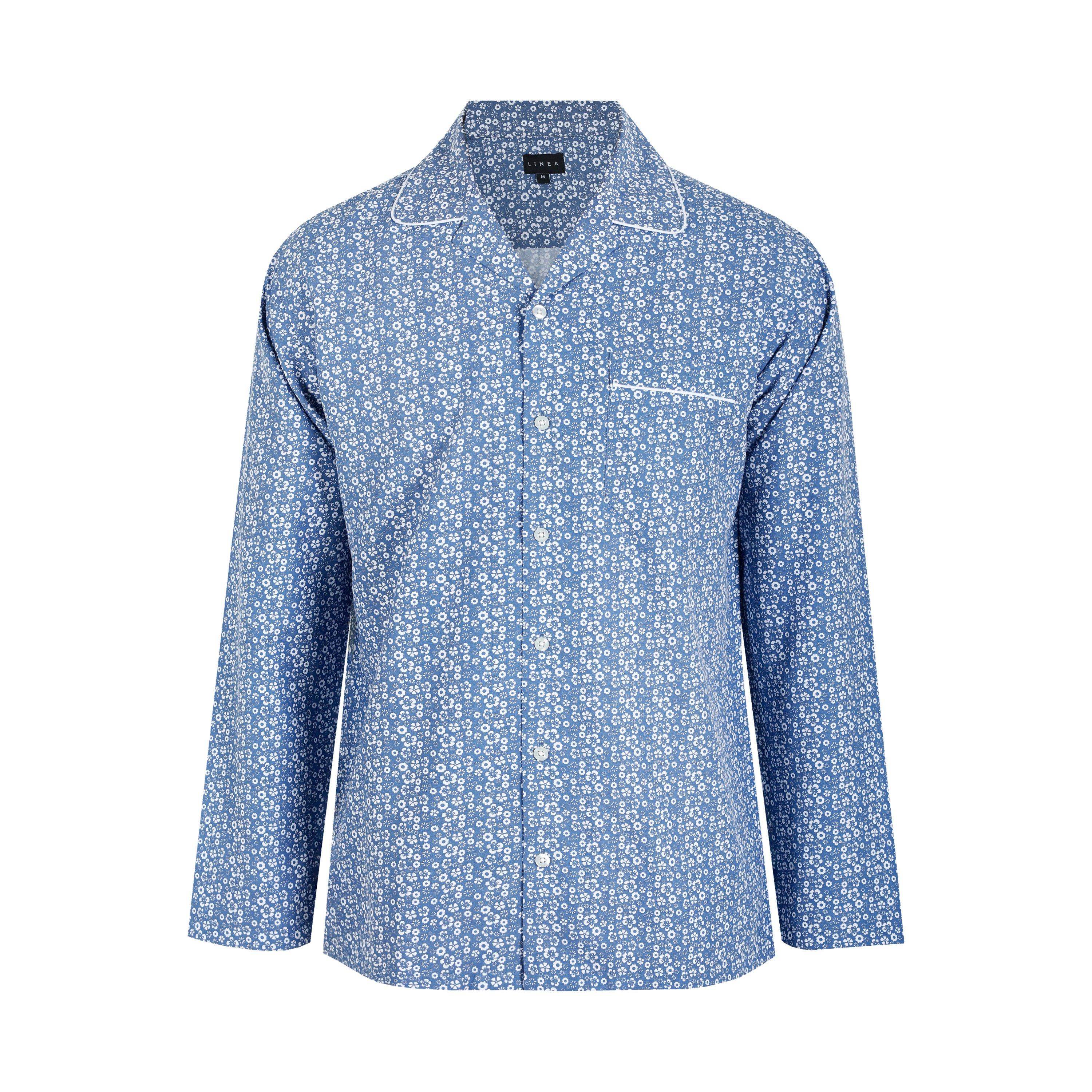 Blumenmuster in Blau - Linea - Men's Geo Long-Sleeve Pyjama Set - 3