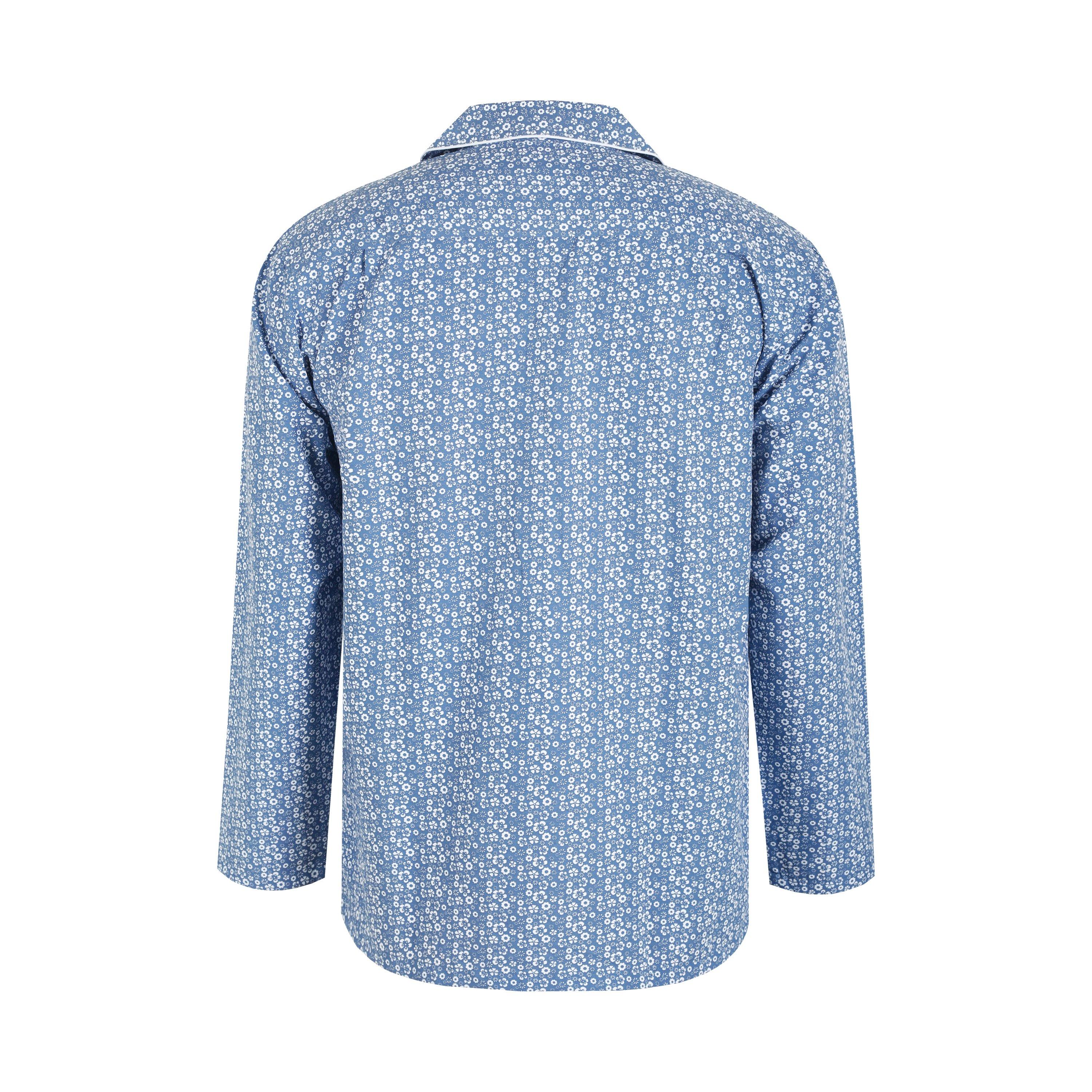 Blumenmuster in Blau - Linea - Men's Geo Long-Sleeve Pyjama Set - 4