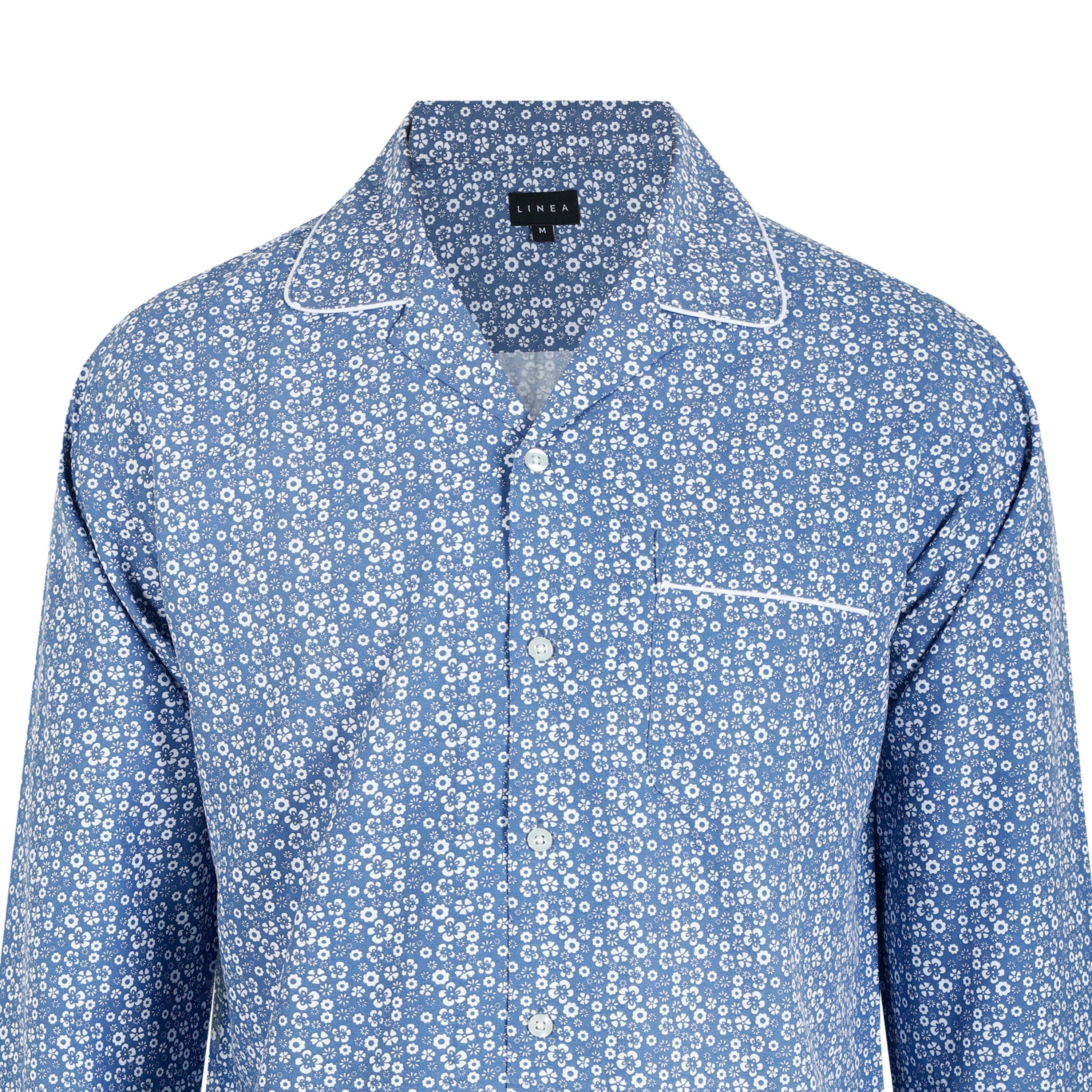 Blumenmuster in Blau - Linea - Men's Geo Long-Sleeve Pyjama Set - 5