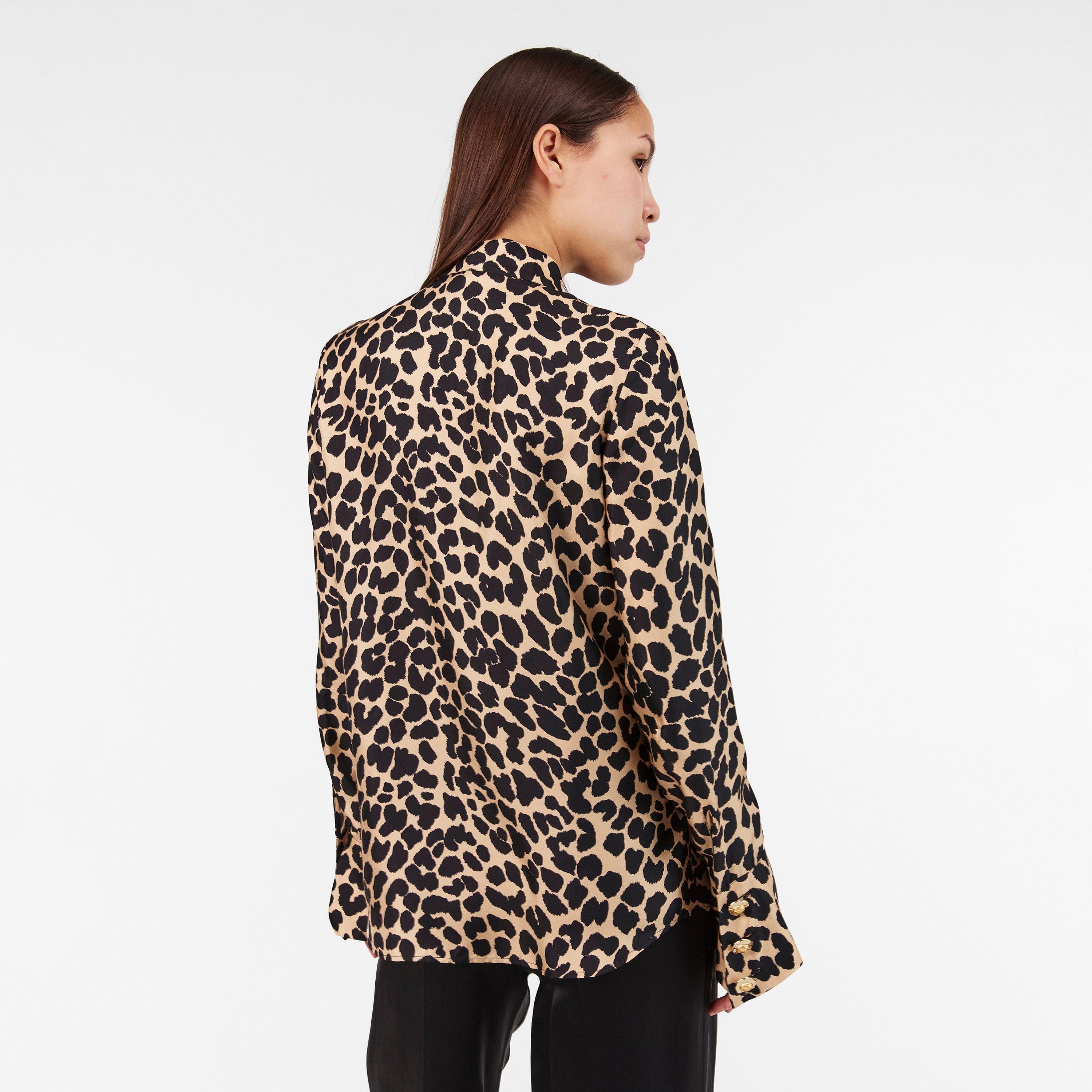 Beige/Noir - Balmain - Women's Long Sleeve Patterned Shirt - 4