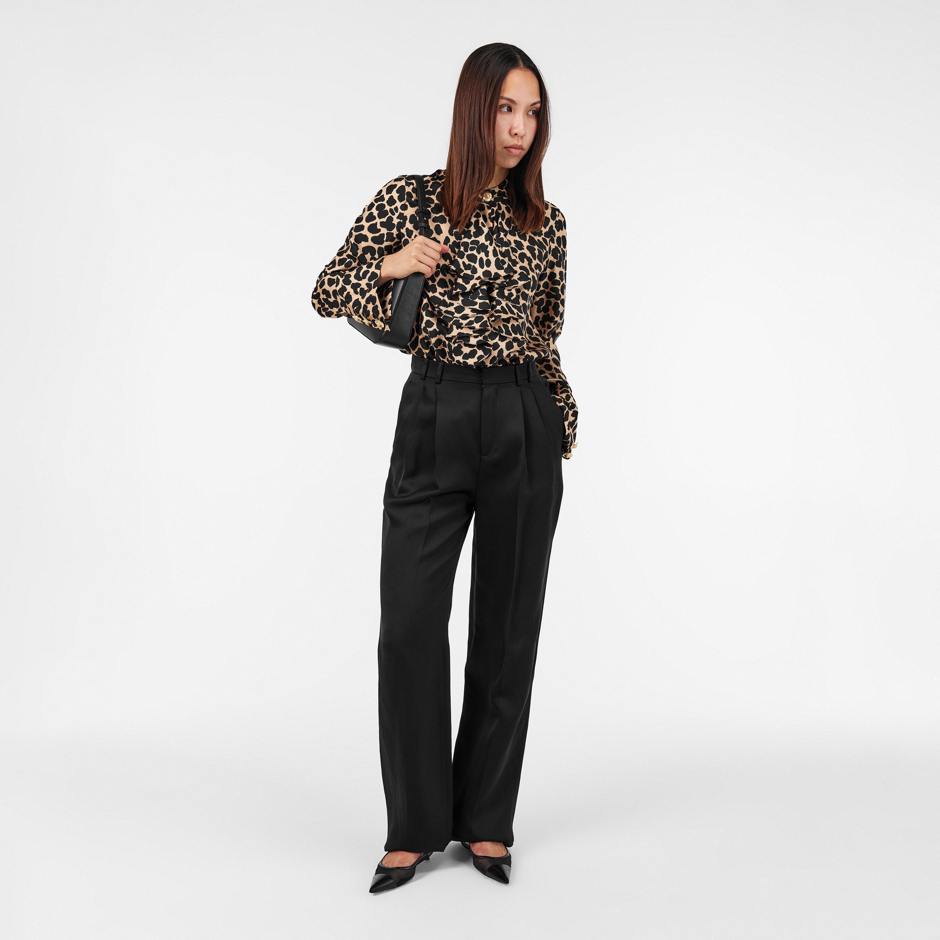 Beige/Noir - Balmain - Women's Long Sleeve Patterned Shirt - 6