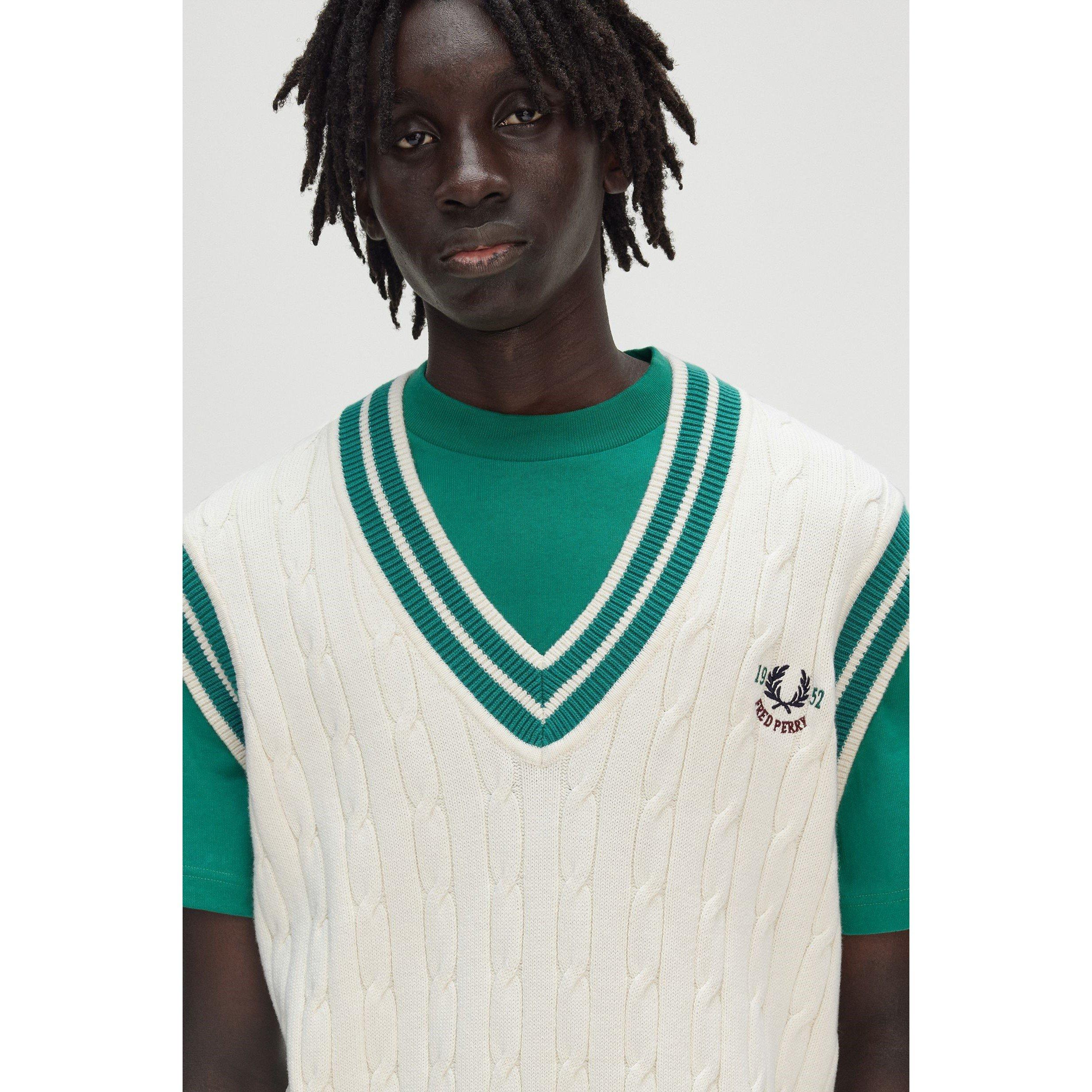Ecru 560 - Fred Perry - Men's Club Knitted Sweater Vest - 3