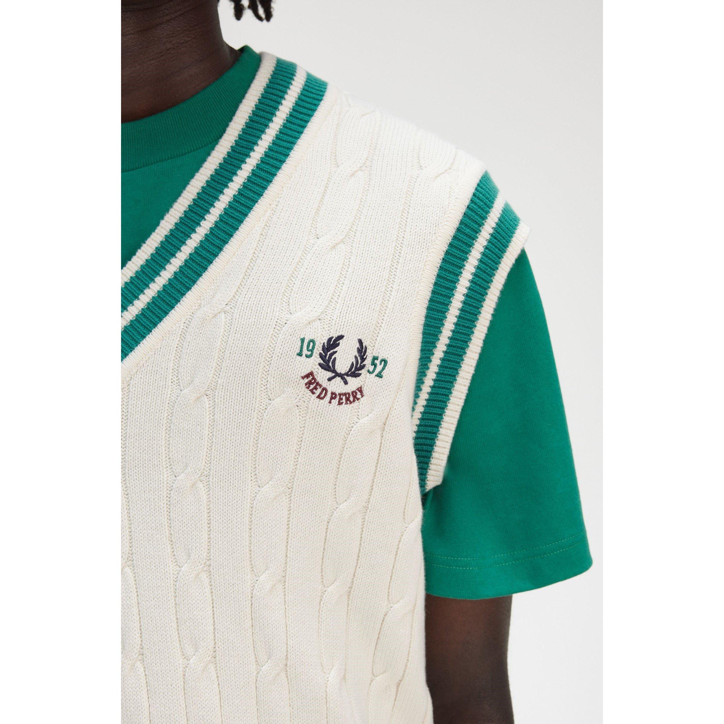 Ecru 560 - Fred Perry - Men's Club Knitted Sweater Vest - 4