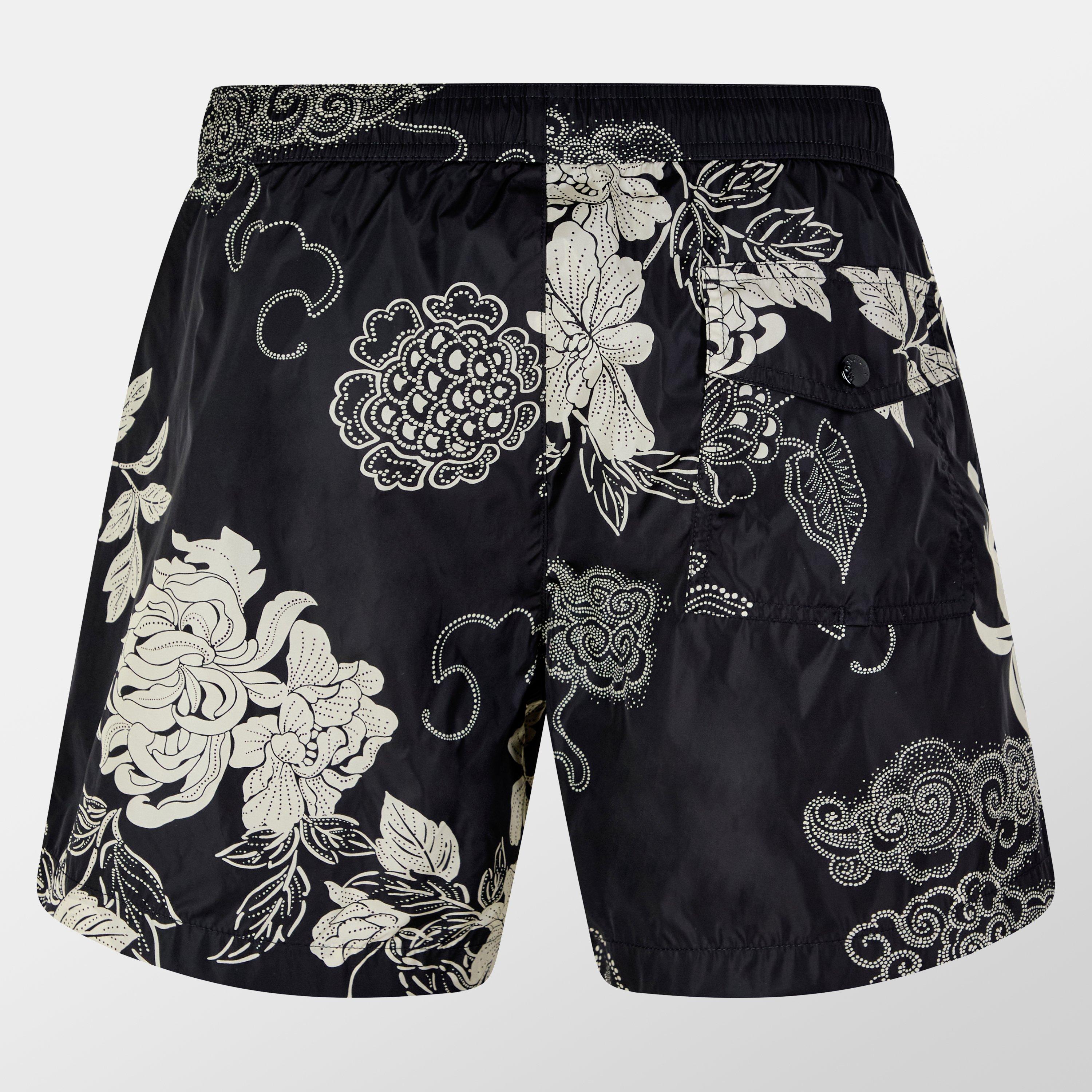 Pastel Grey S90 - Moncler - Men's Floral Beach Shorts - 2