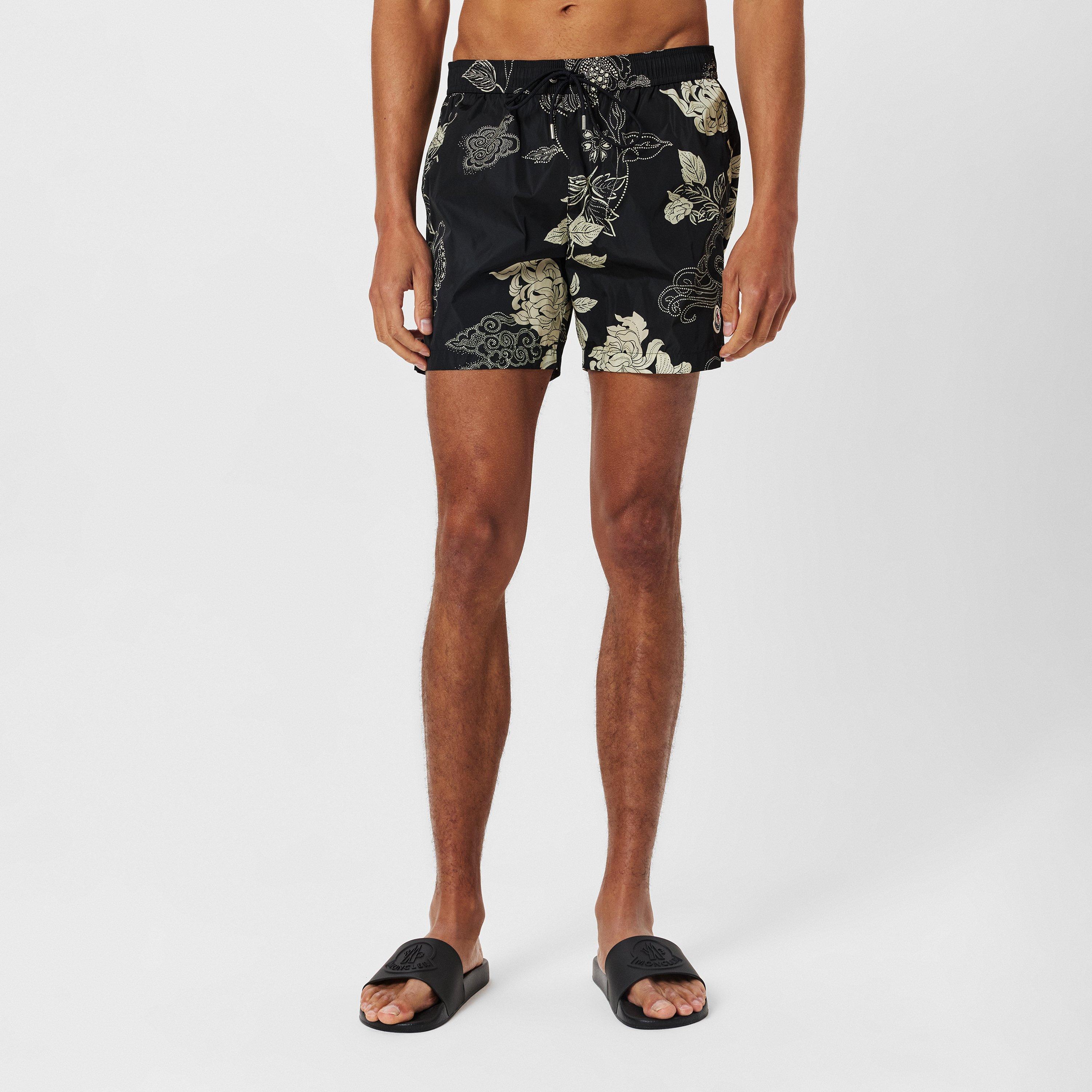 Pastel Grey S90 - Moncler - Men's Floral Beach Shorts - 3