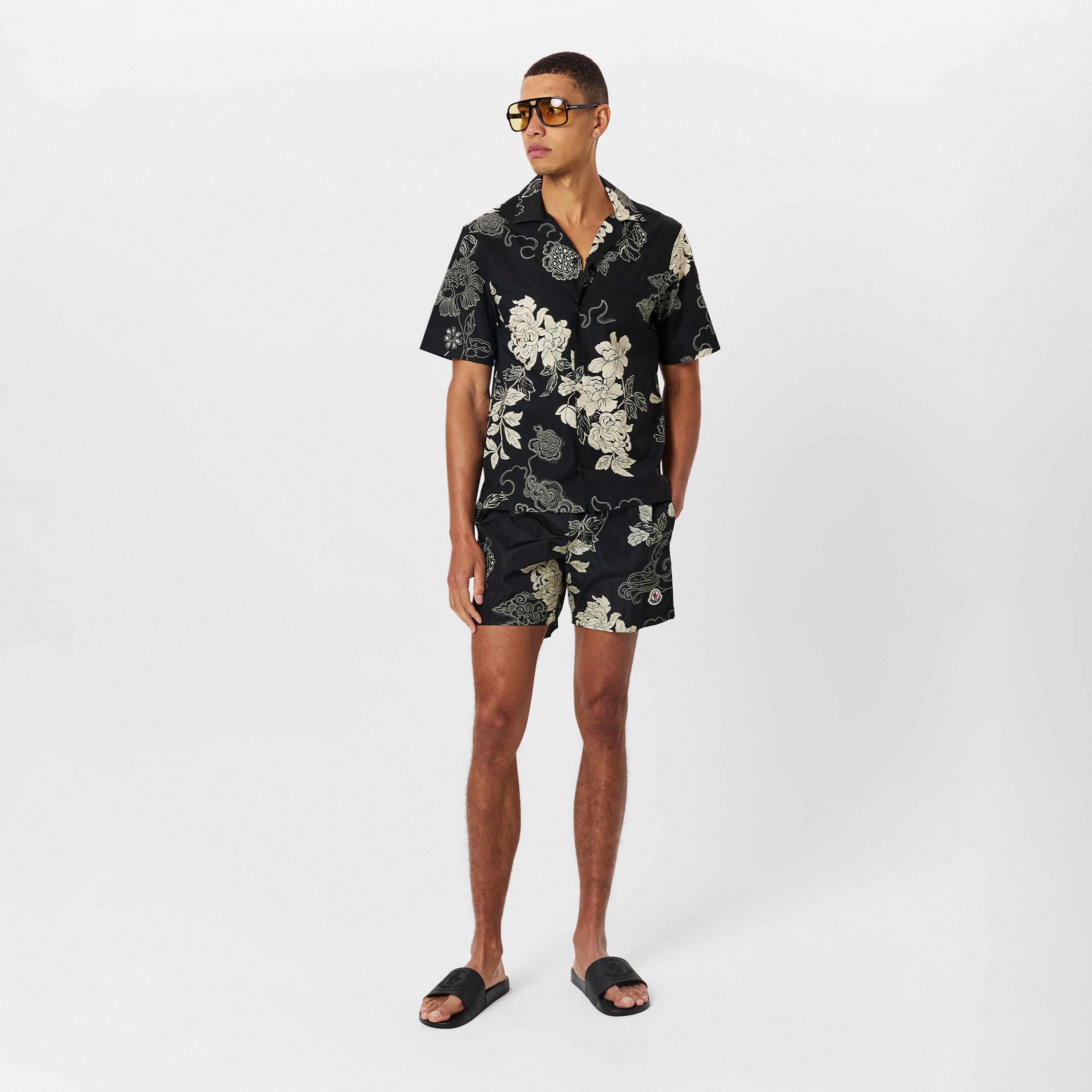 Pastel Grey S90 - Moncler - Men's Floral Beach Shorts - 6