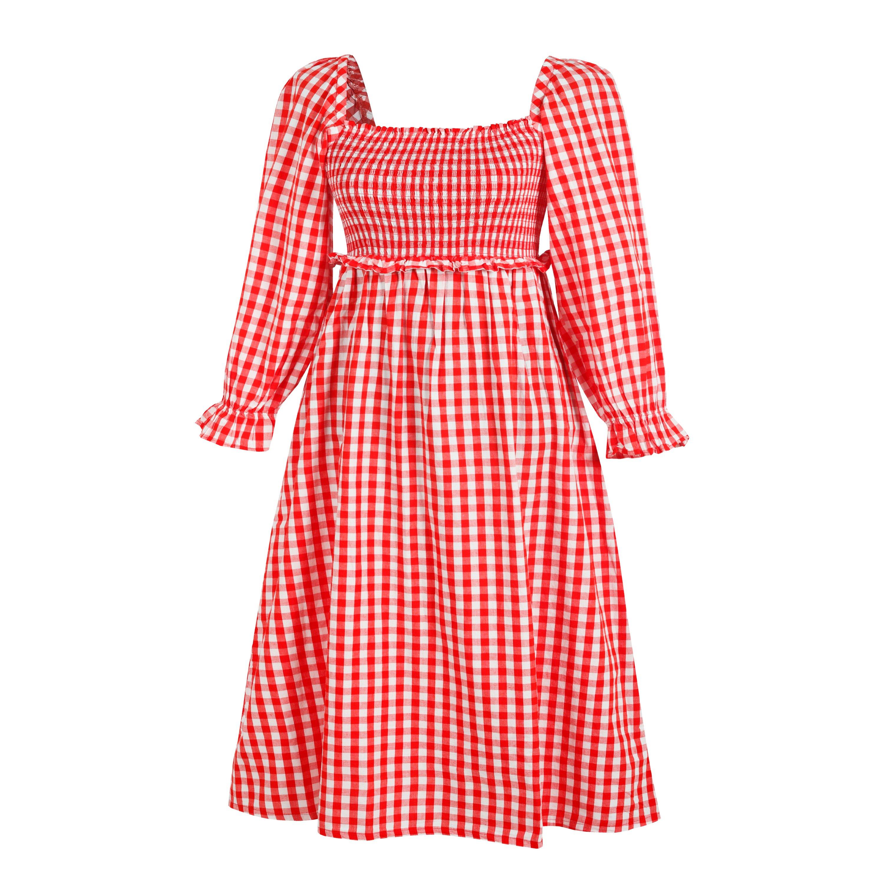 Red/White - Miso - Check Milkmaid Dress - 3