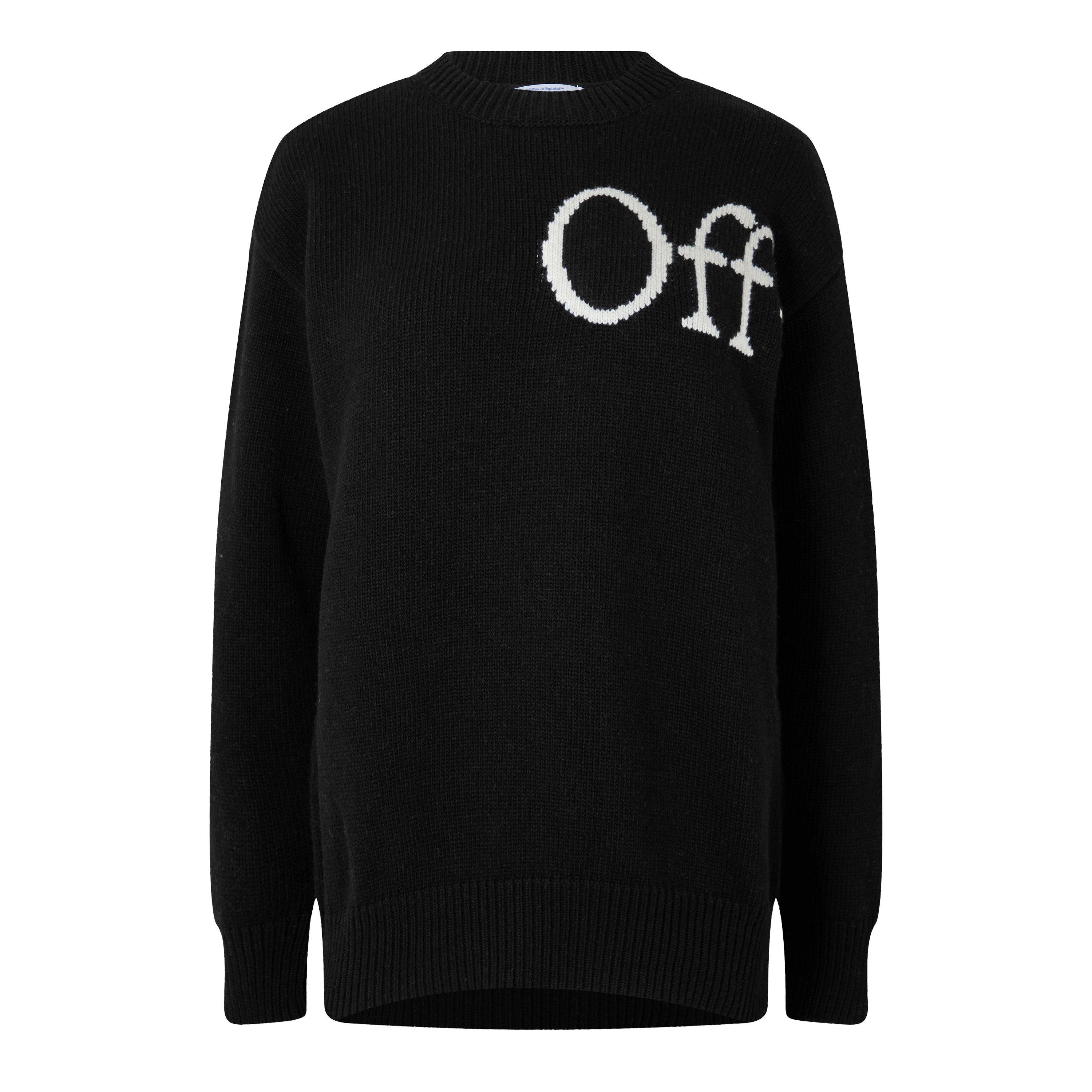 Black - Off White - Women's Logo Relaxed Fit Crew Neck Jumper - 1