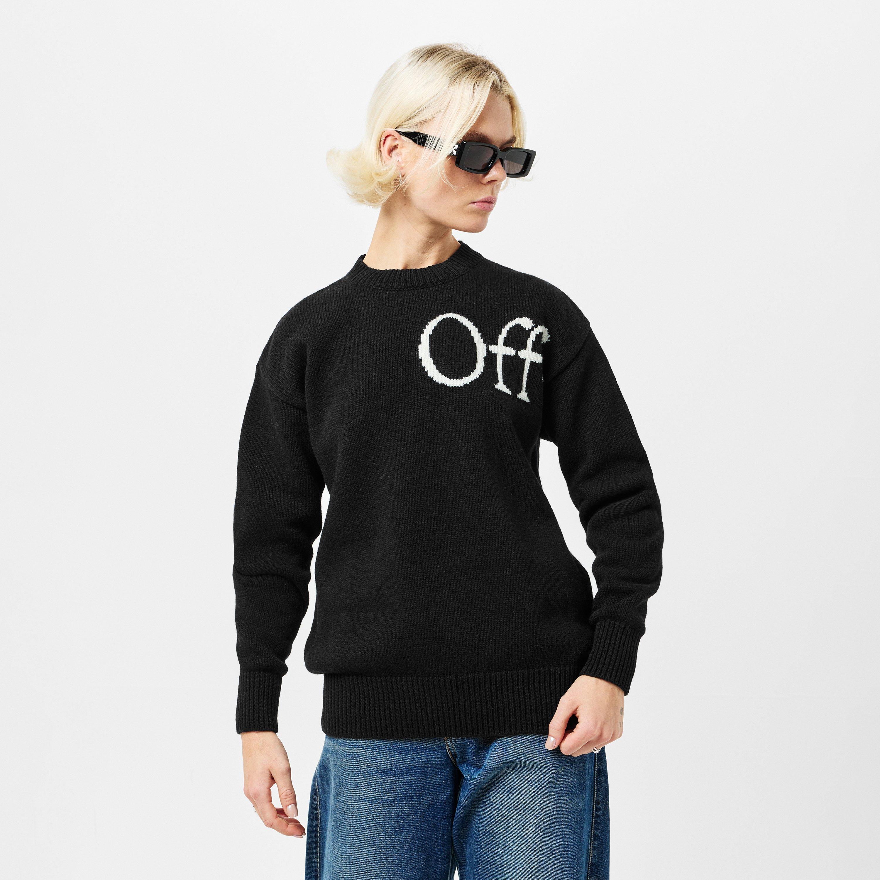 Black - Off White - Women's Logo Crew Neck Jumper - 3