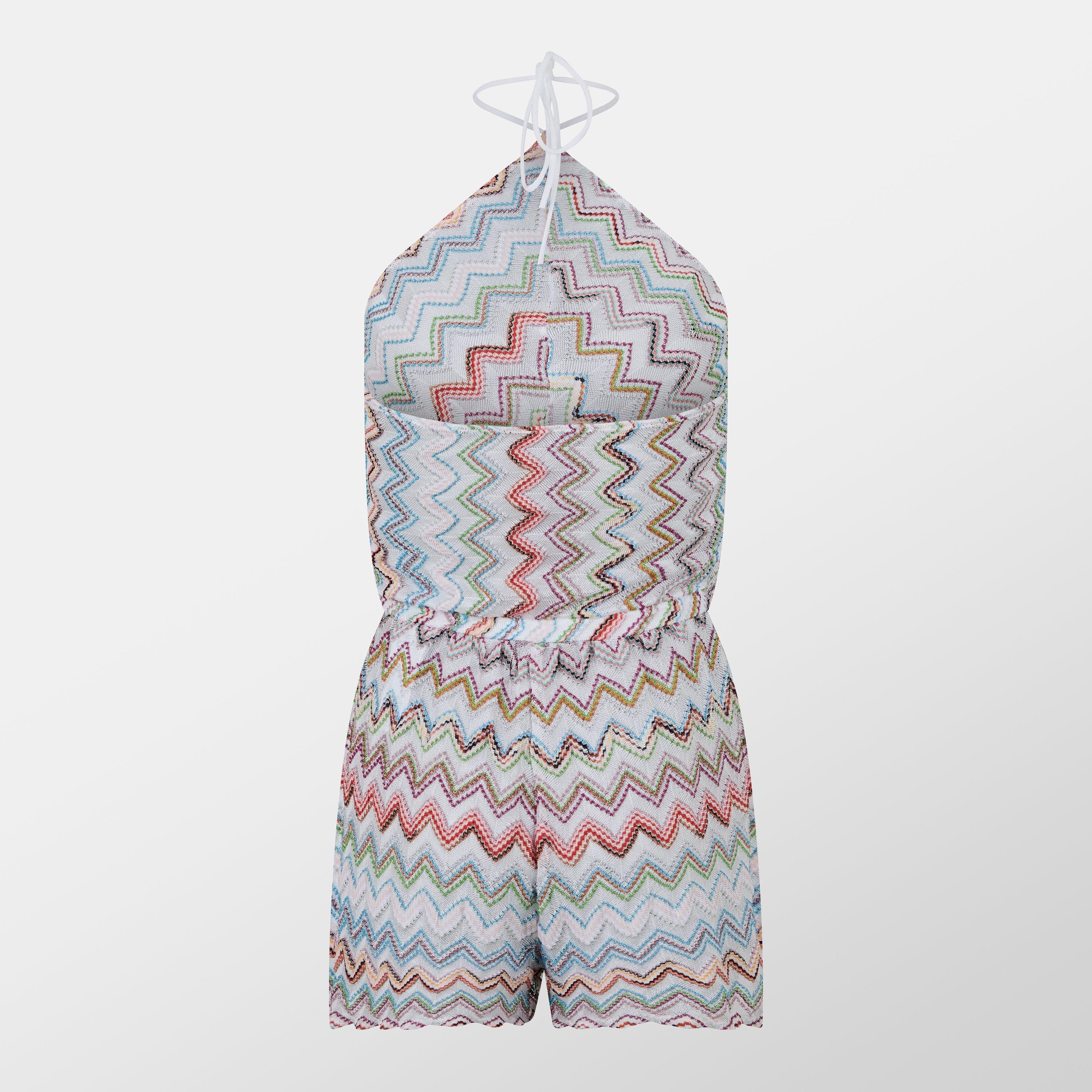 Multi White - Missoni - Women's Zigzag Short Jumpsuit - 2