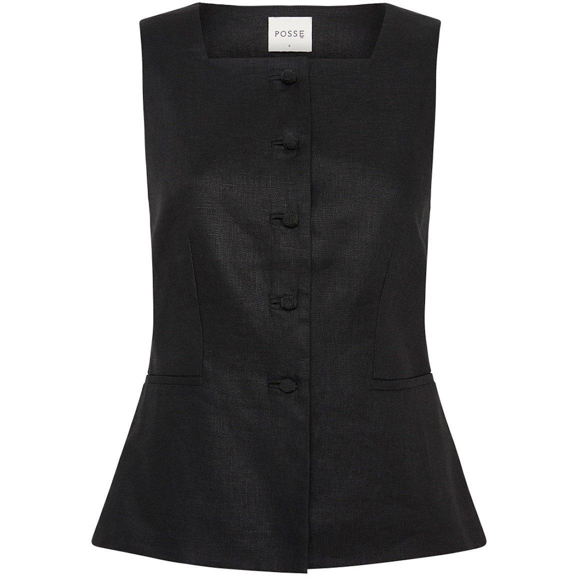 Black - Posse - Women's Rio Sleeveless Slim Fit Waistcoat