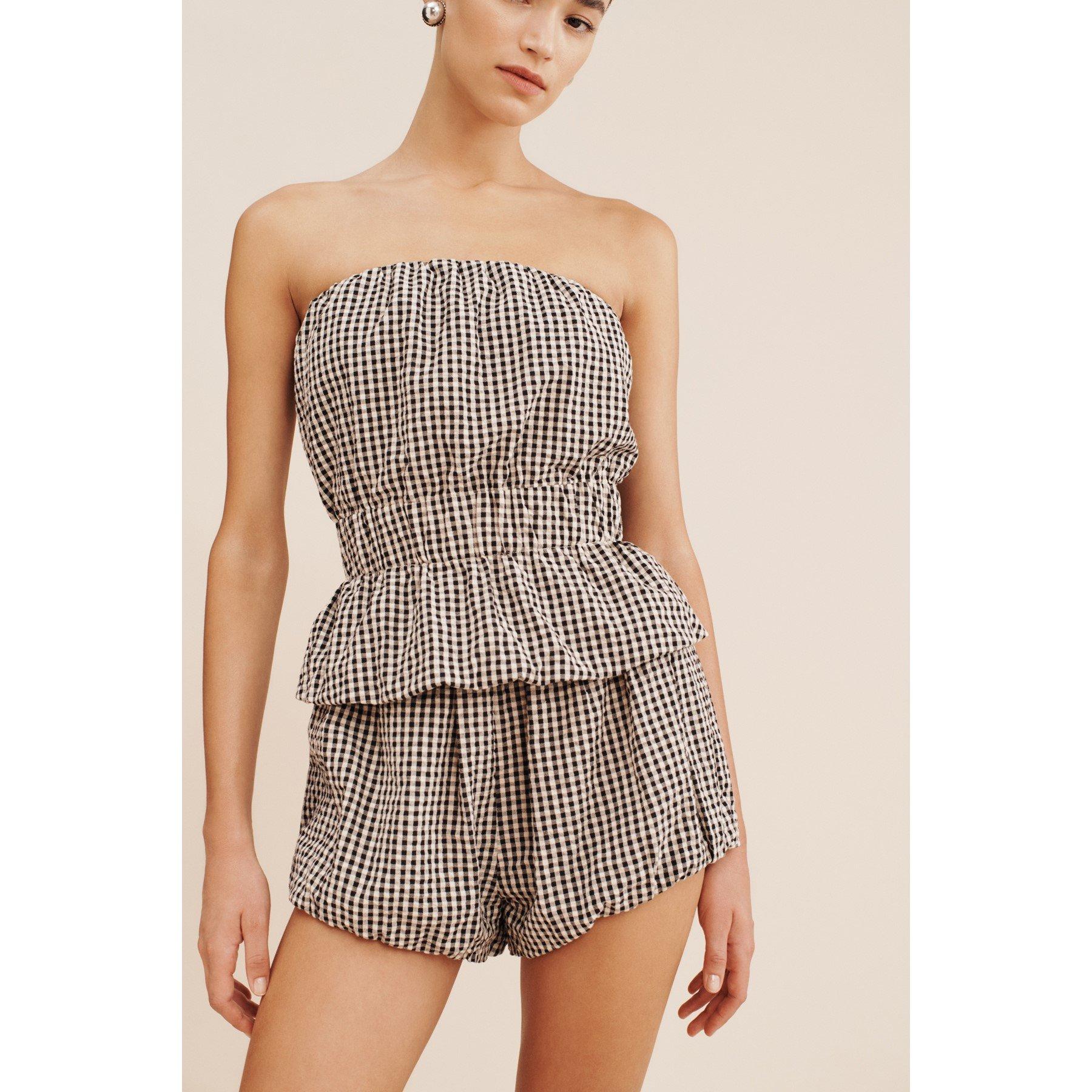 Gingham Blk Crm - Posse - Women's Aurelia Chino Shorts - 4