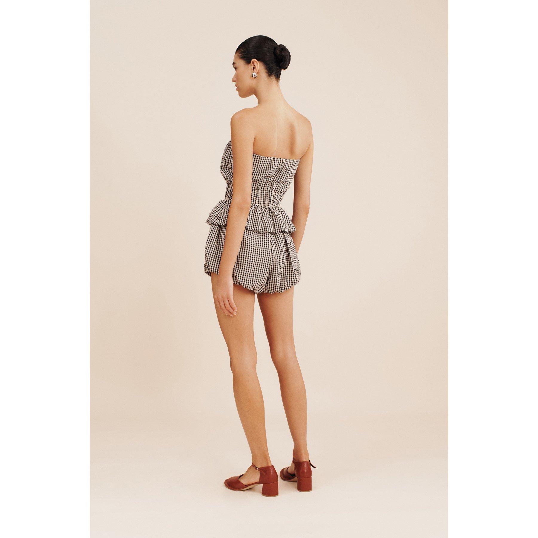 Gingham Blk Crm - Posse - Women's Aurelia Chino Shorts - 6