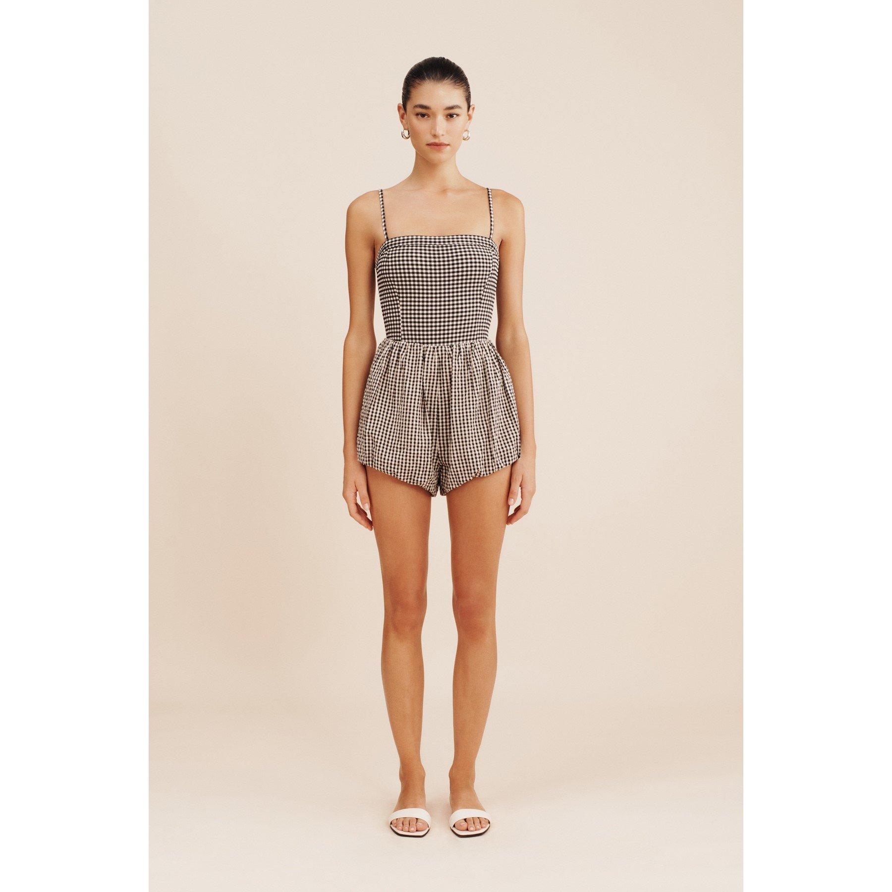 Gingham Blk Crm - Posse - Women's Aurelia Chino Shorts - 7