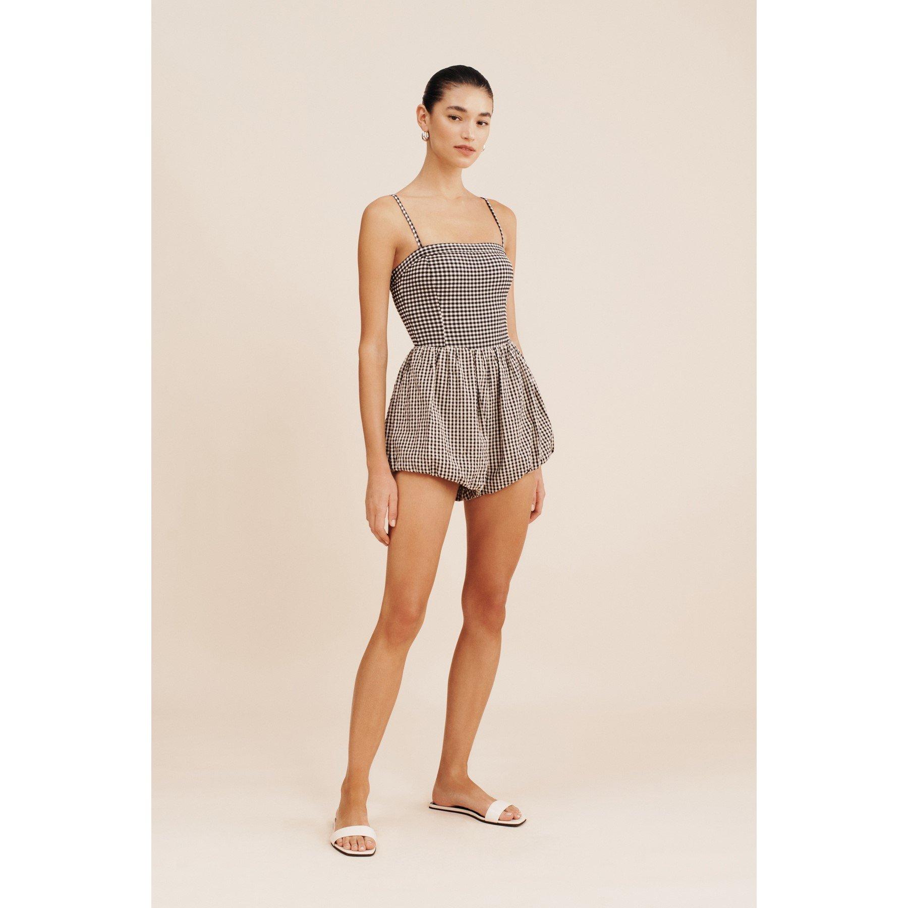 Gingham Blk Crm - Posse - Women's Aurelia Chino Shorts - 8