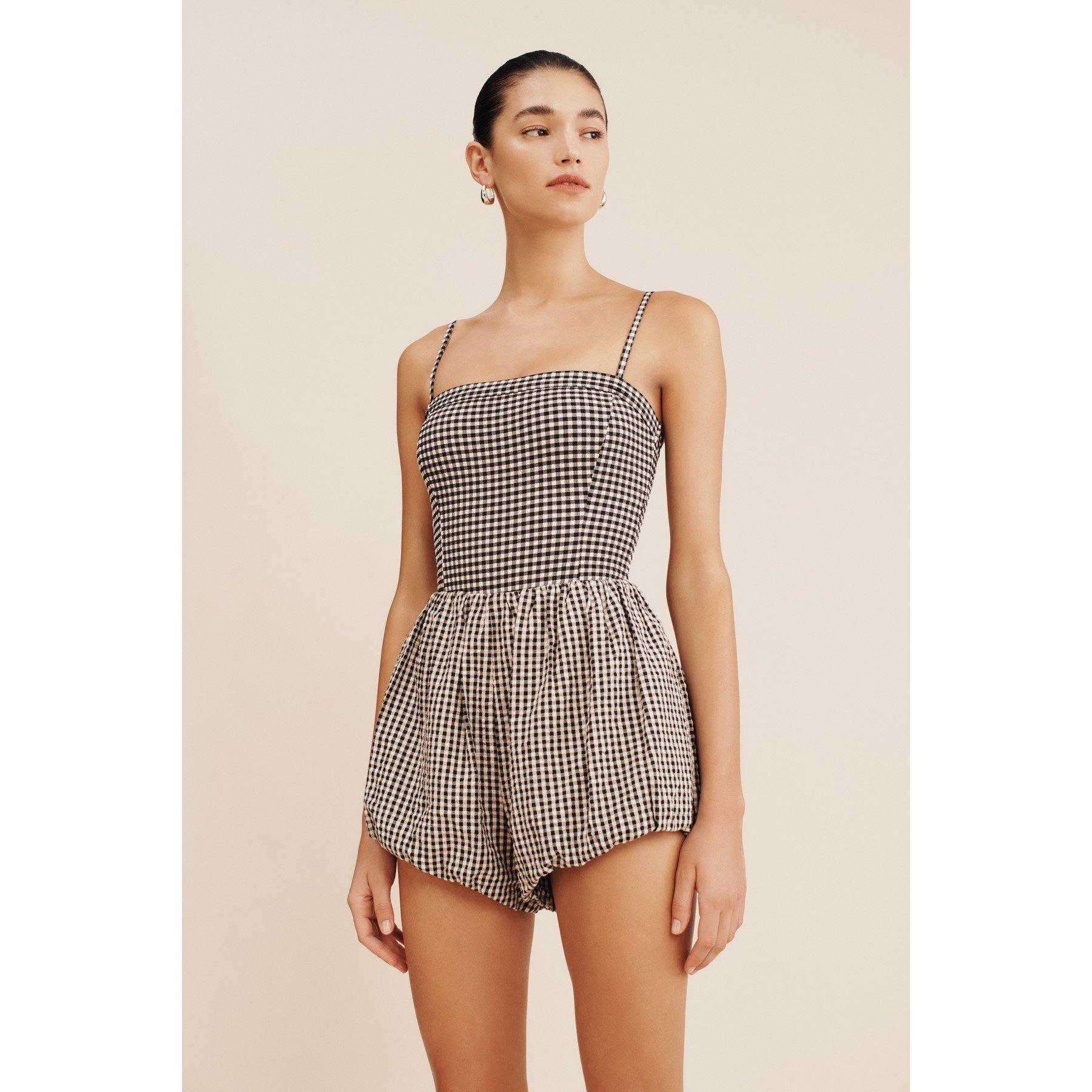 Gingham Blk Crm - Posse - Women's Aurelia Chino Shorts - 9