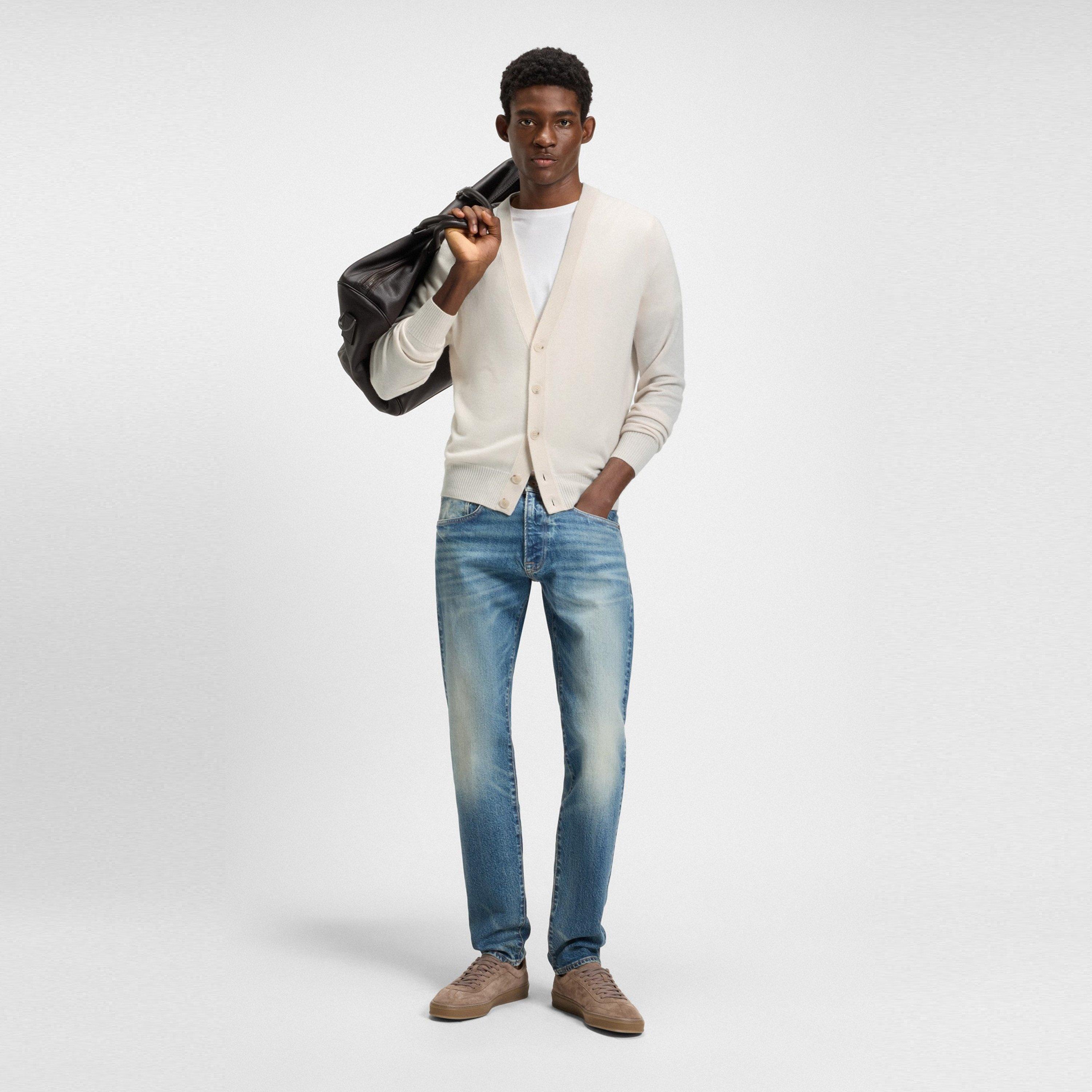 Light Beige 276 - Boss - Men's Double Breasted Jelso Relaxed-fit Cardigan - 5