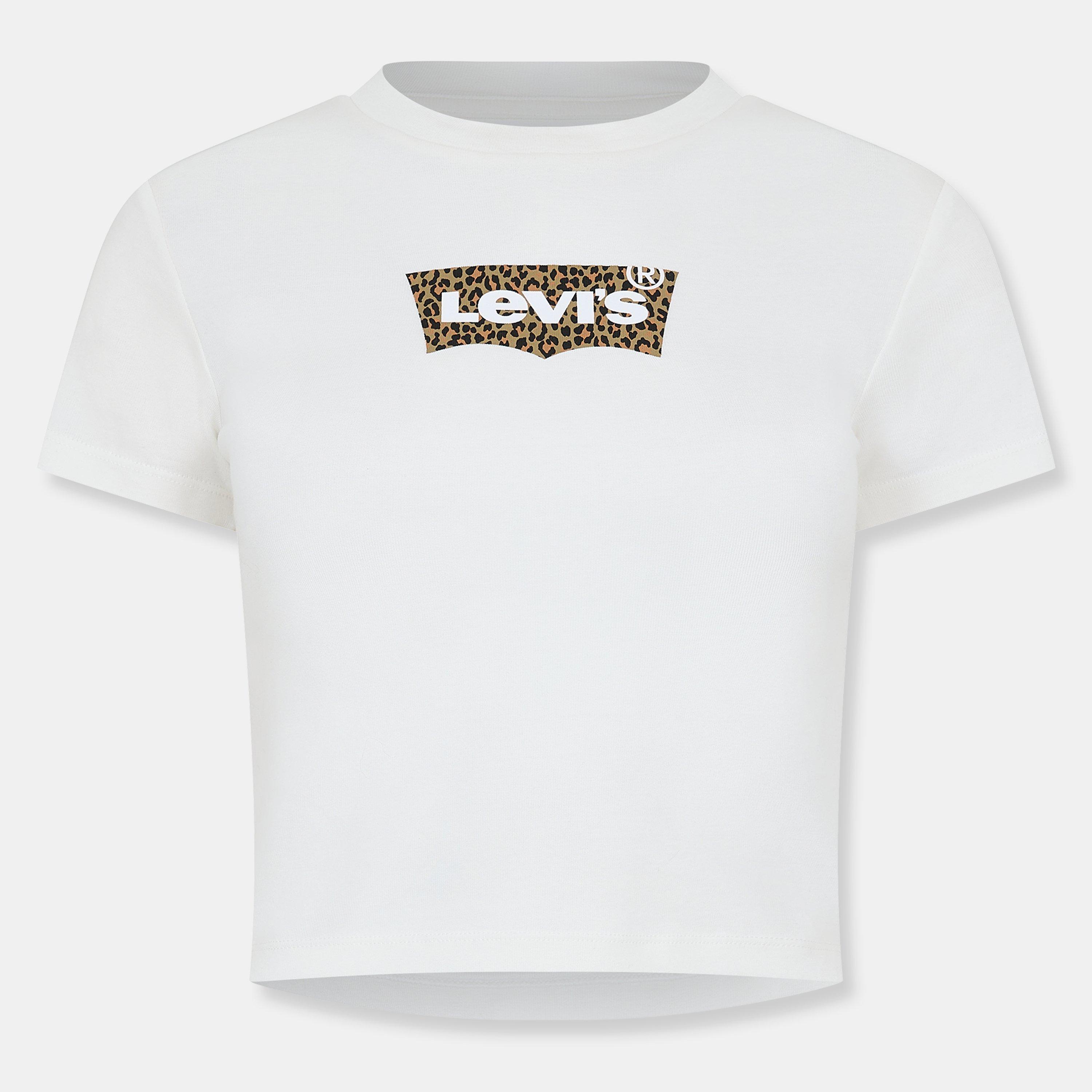 Levis Women's Short Sleeve Boxy Western Criss Cross Baby Tee - White Leopard - 14 (L)