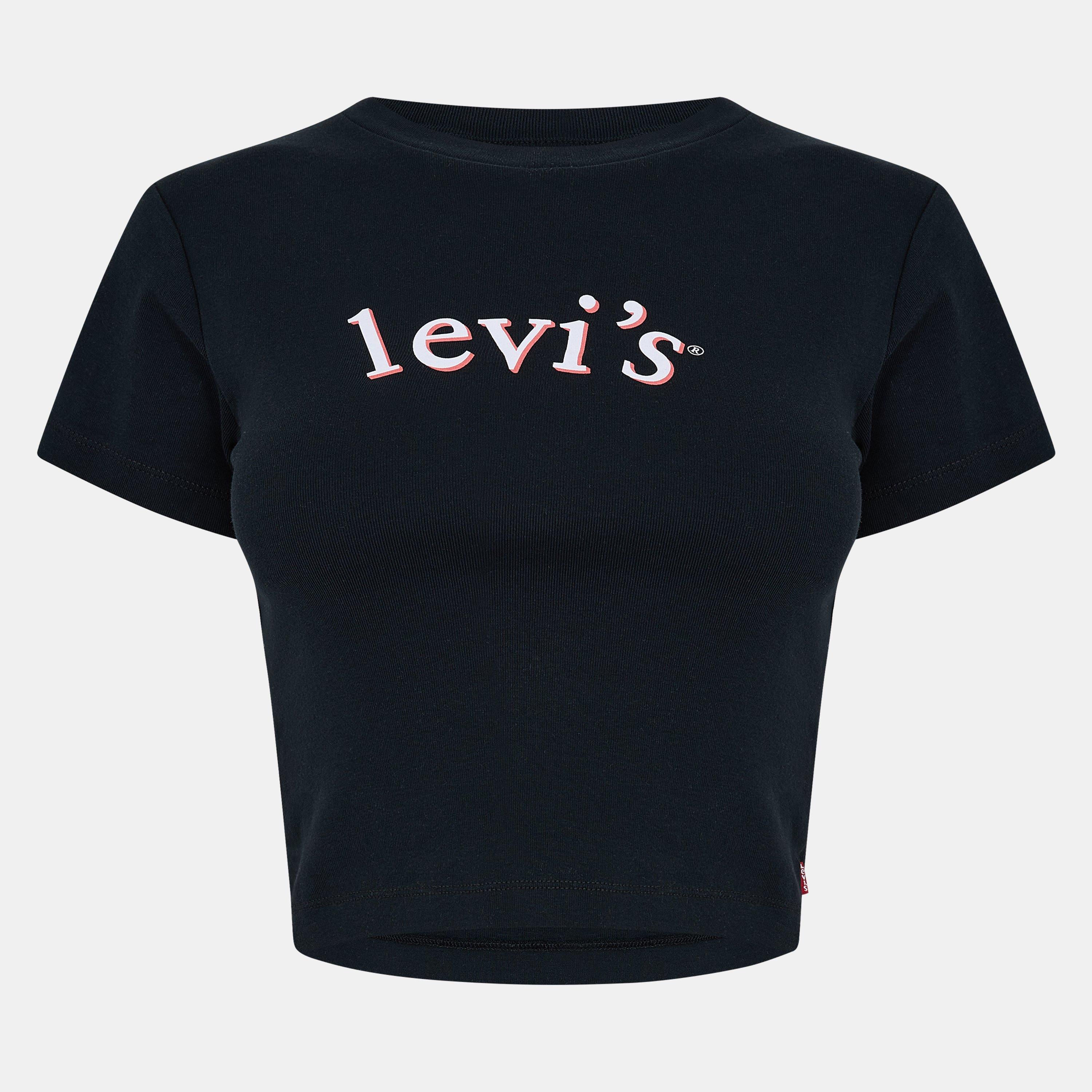 Levis Women's Short Sleeve Boxy Western Criss Cross Baby Tee - Black Serif - 14 (L)