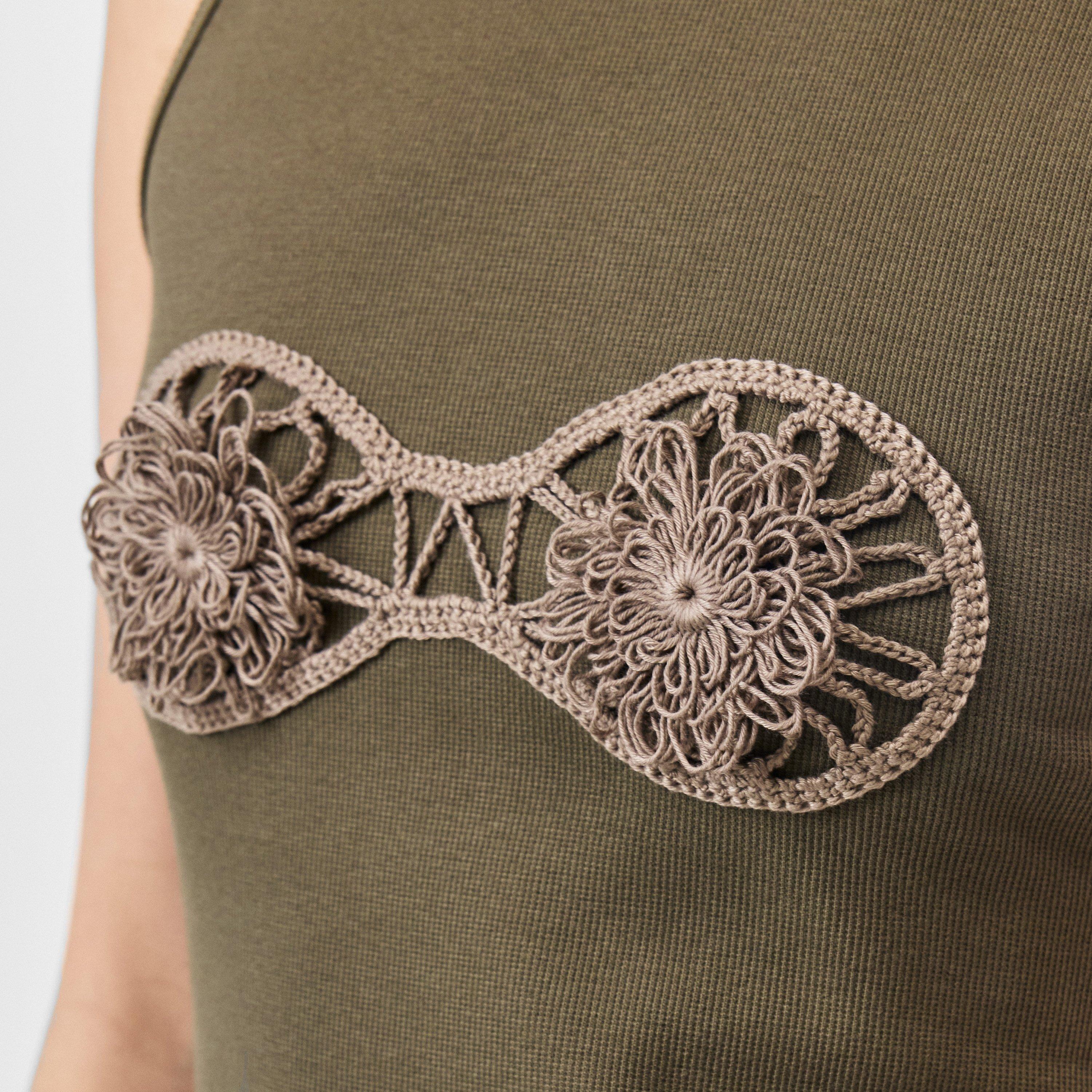 Khaki - Magda Butrym - Women's Crochet Cotton Tank Maxi Dress - 5