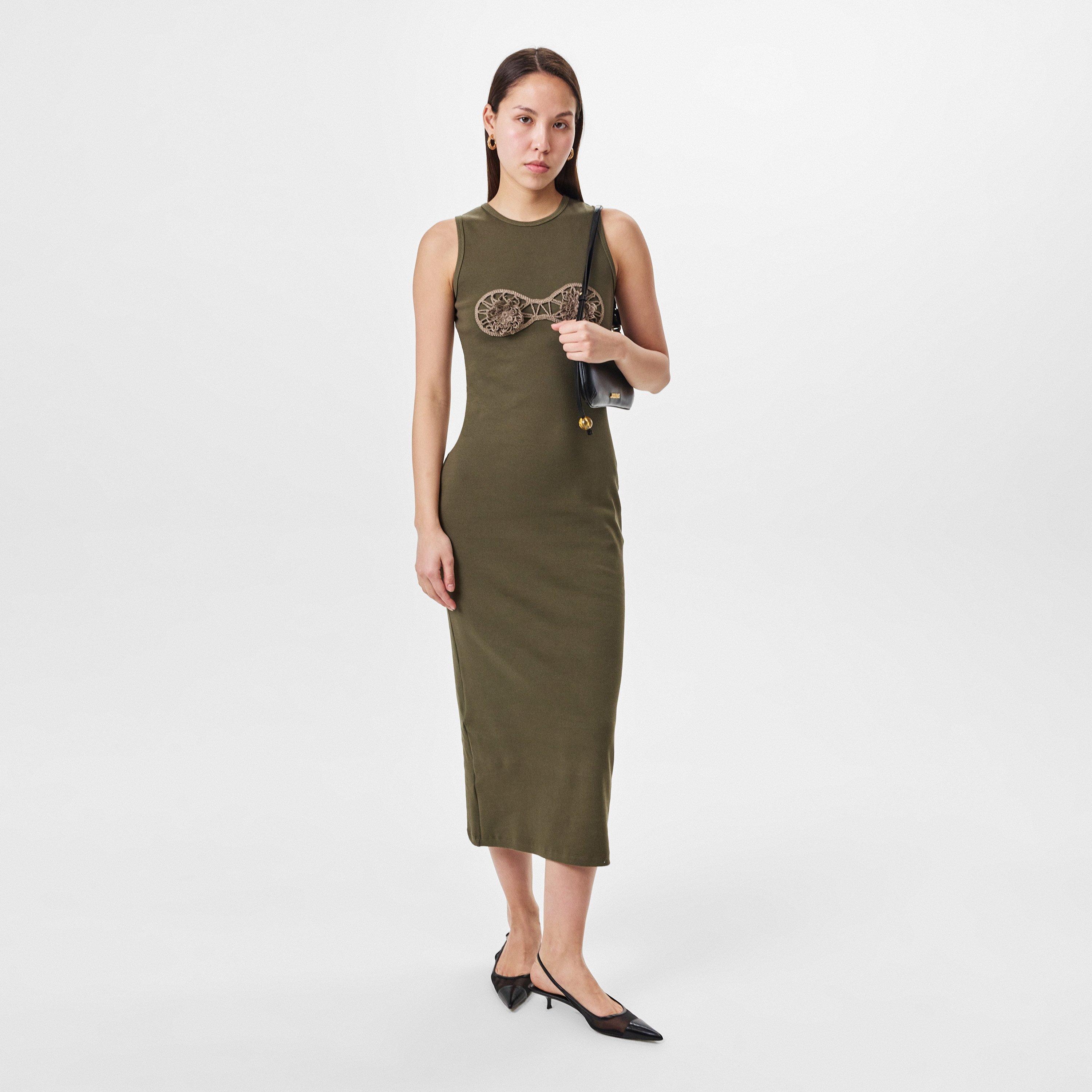 Khaki - Magda Butrym - Women's Crochet Cotton Tank Maxi Dress - 6