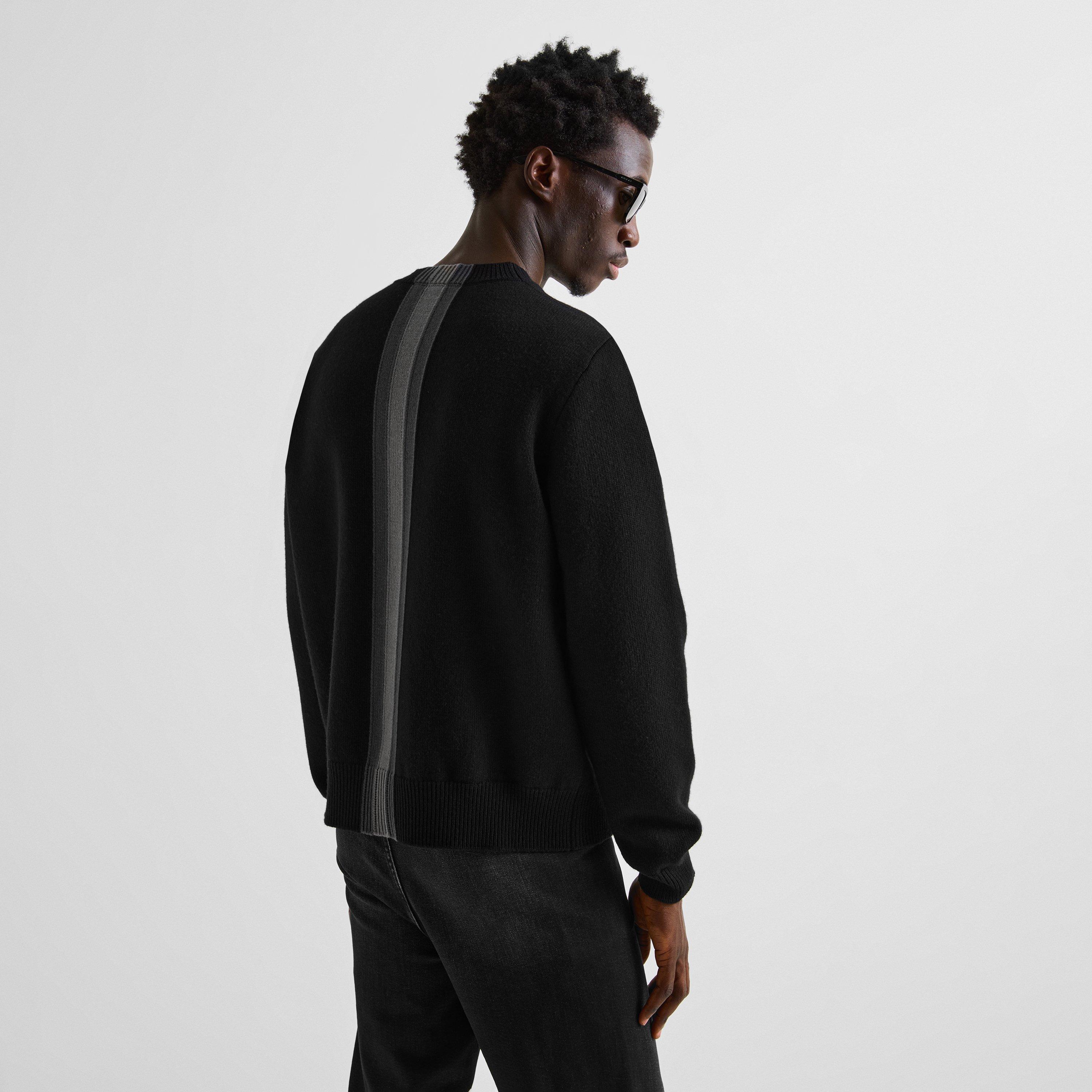 Black/Grey - Gucci - Men's Tonal Web Wool Crew-Neck Jumper - 4