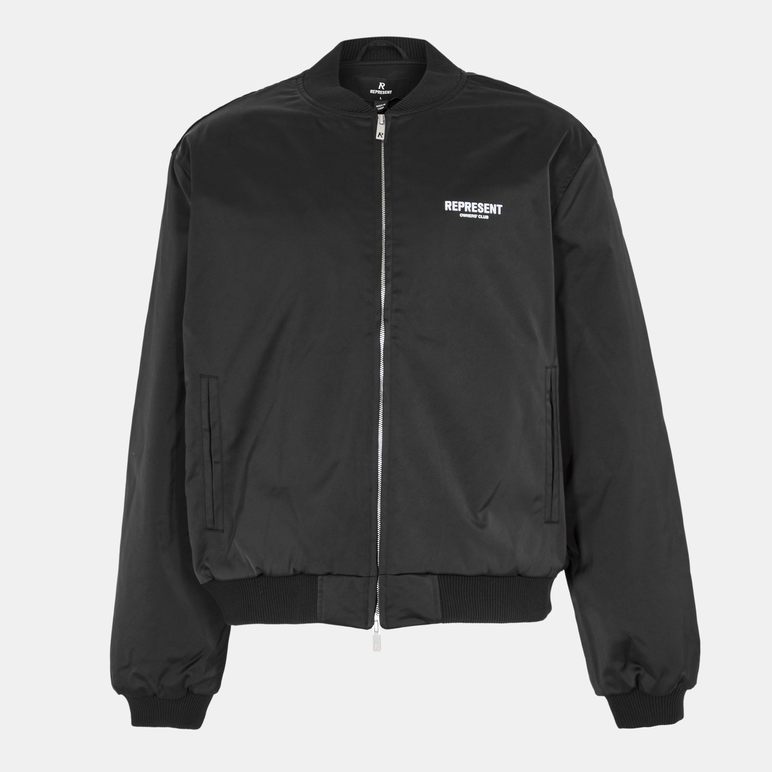 Black - Represent - Men's Contrast Sleeve Varsity Jacket - 1
