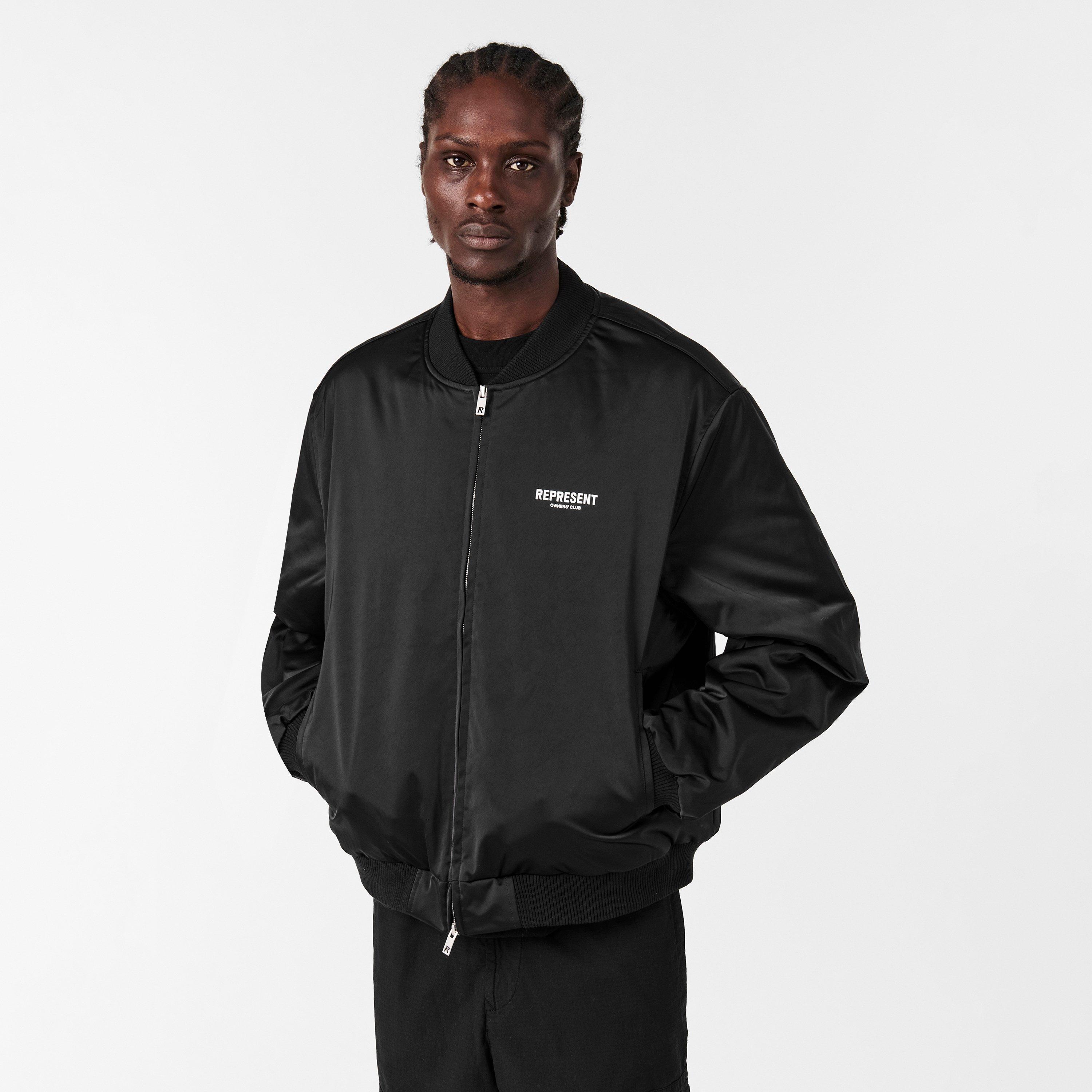 Black - Represent - Men's  Contrast Sleeve Varsity Jacket - 3