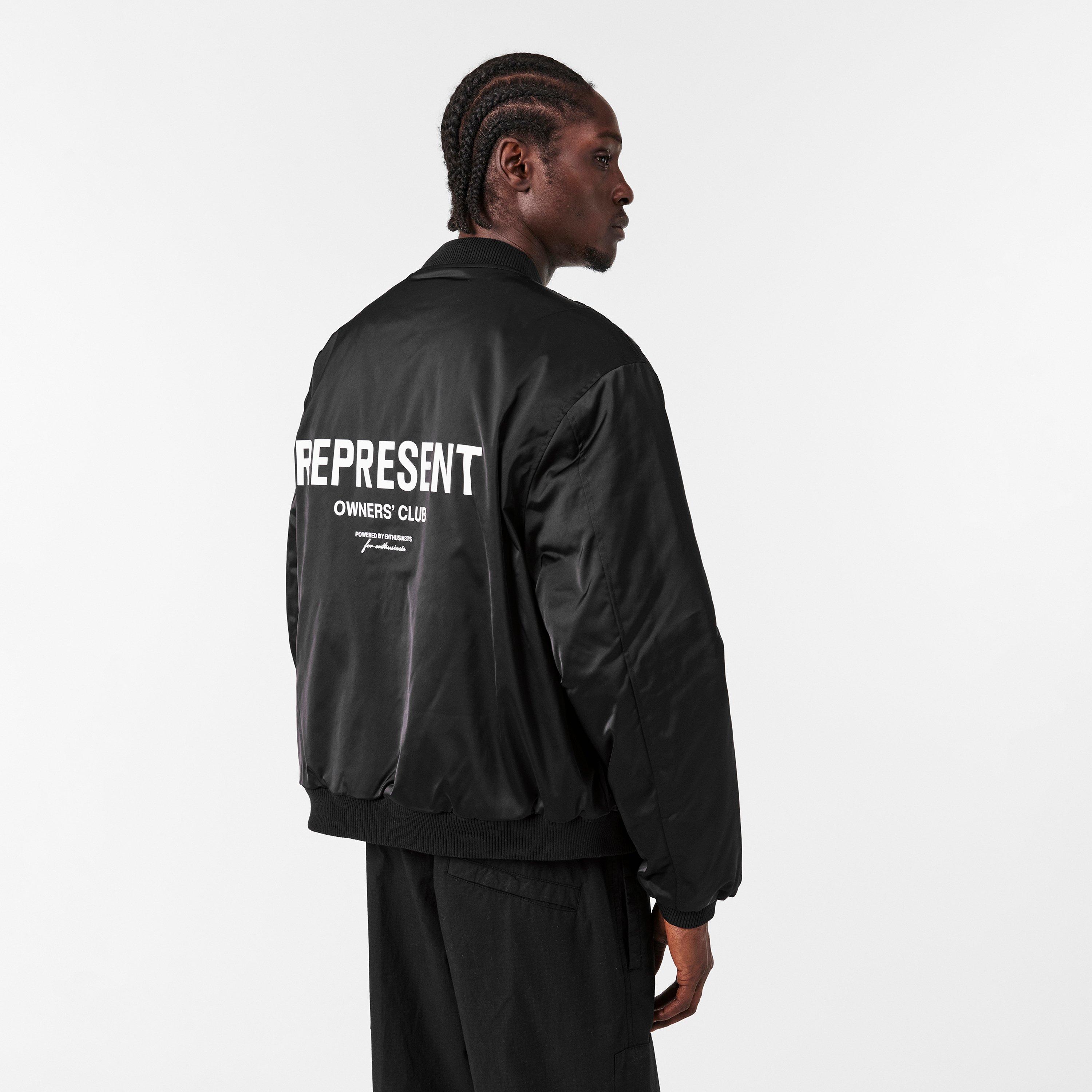 Black - Represent - Men's  Contrast Sleeve Varsity Jacket - 4