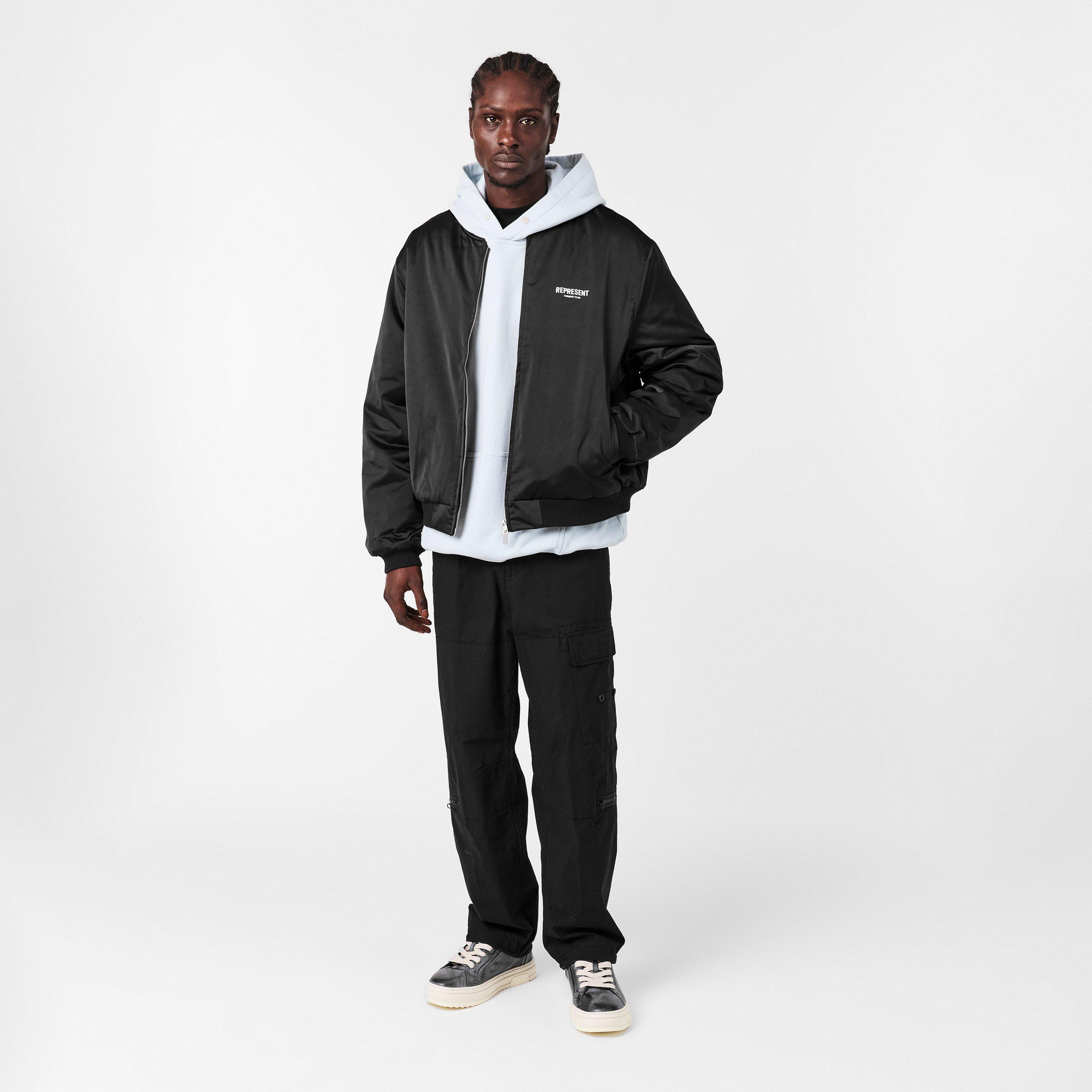 Black - Represent - Men's  Contrast Sleeve Varsity Jacket - 6