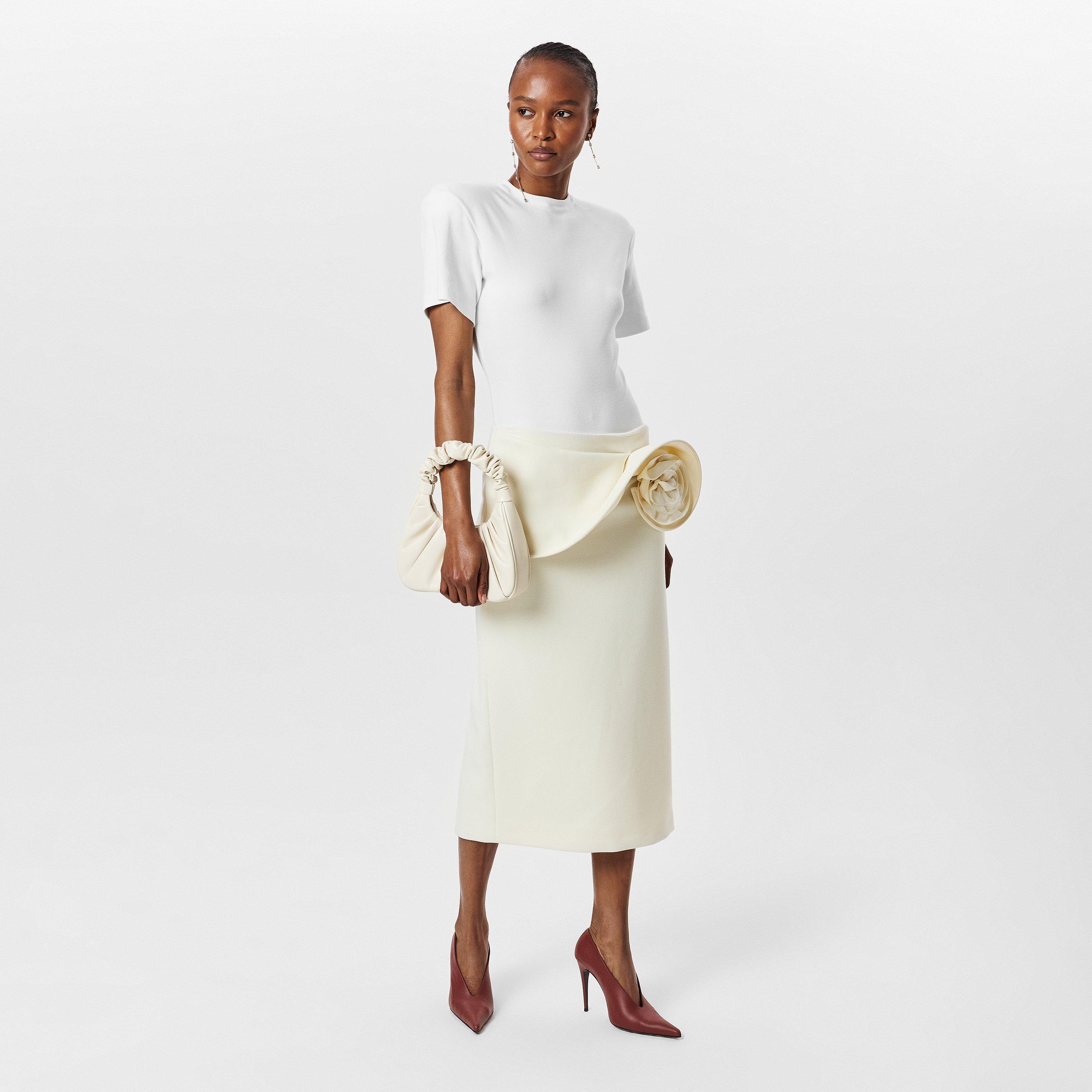 Cream - Magda Butrym - Floral Applique Midi Skirt - 6