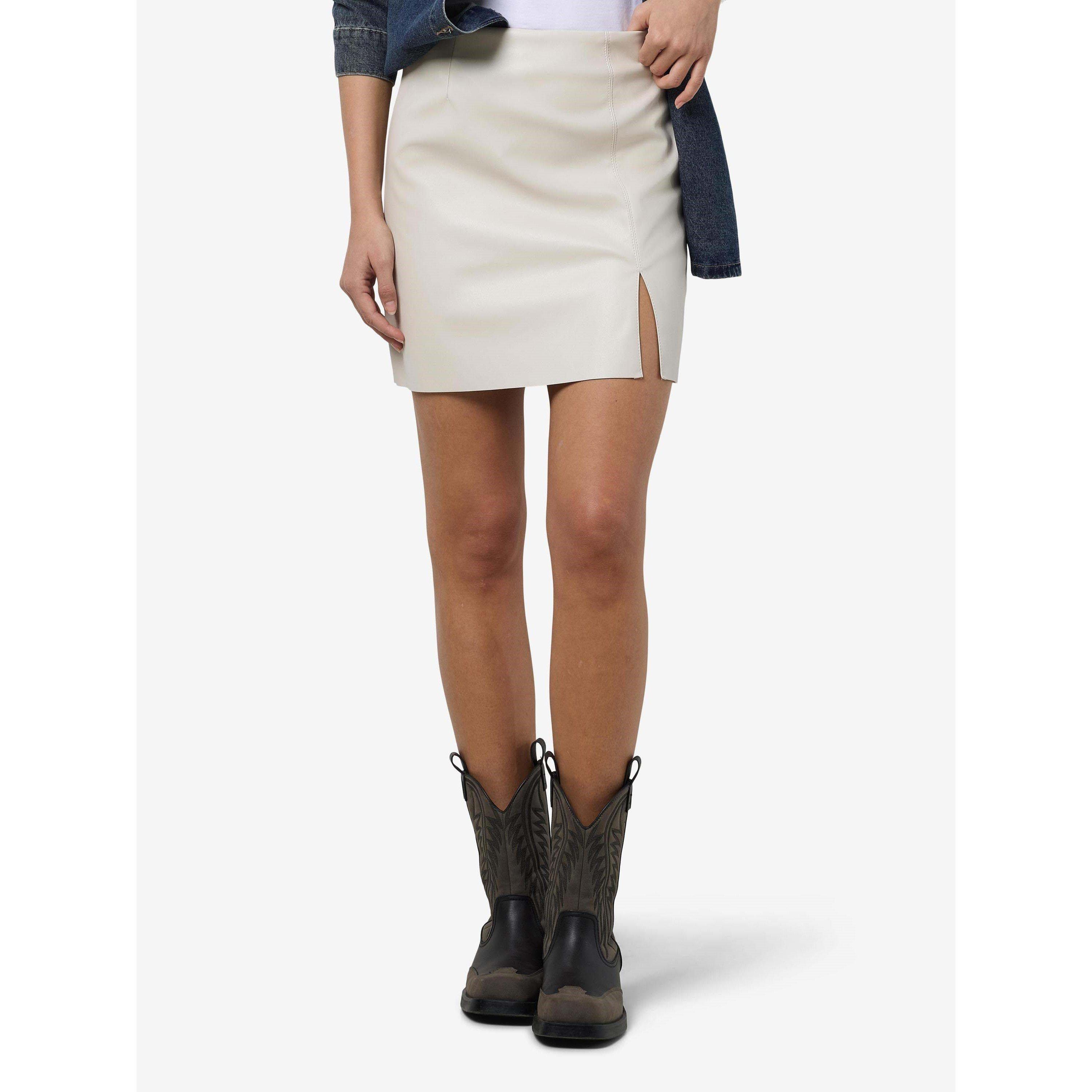 Mondstrahl - Noisy May - Faux Leather Slit Mini Skirt - 2