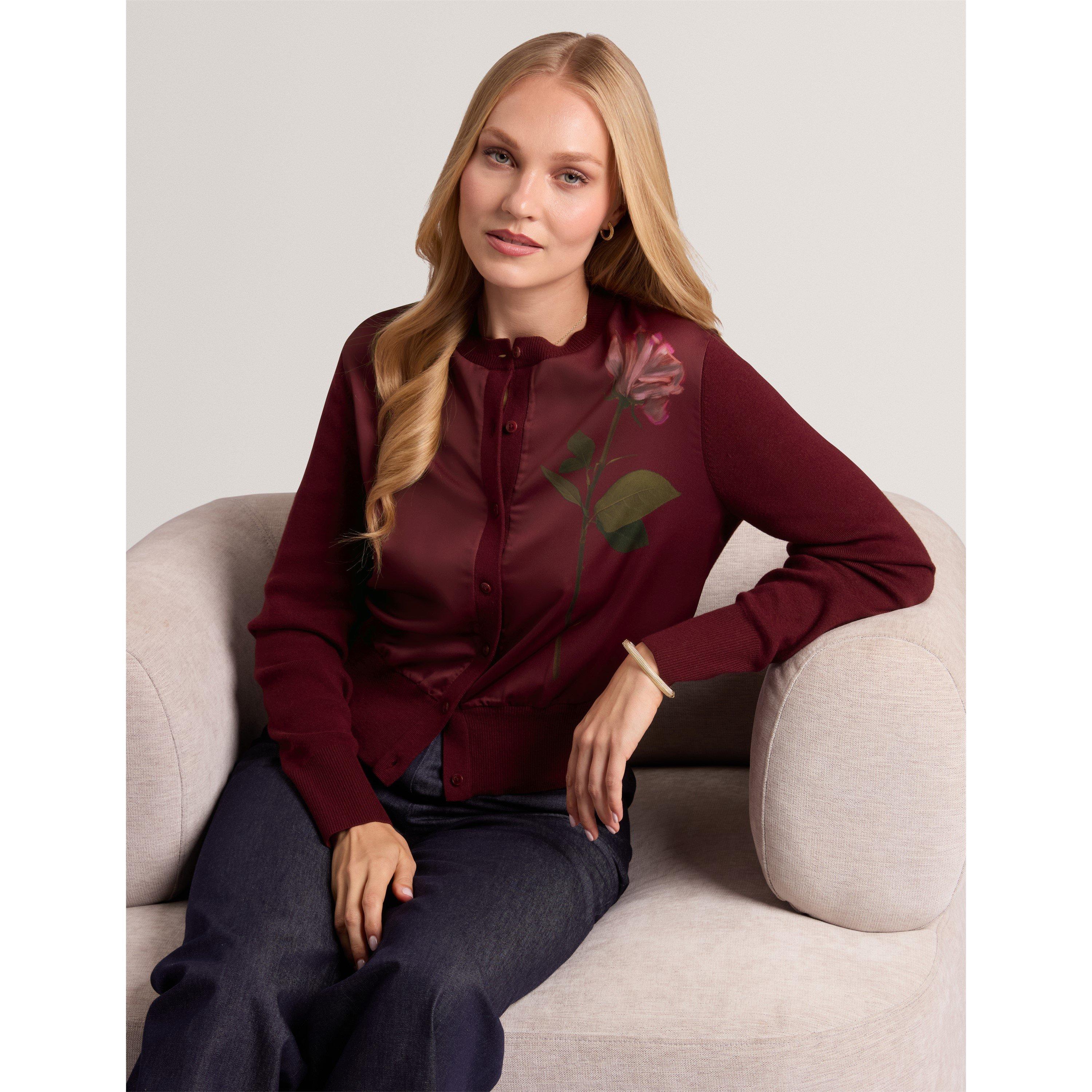 Maroon - Ted Baker - Ted Floral Cardigan Ld64 - 2