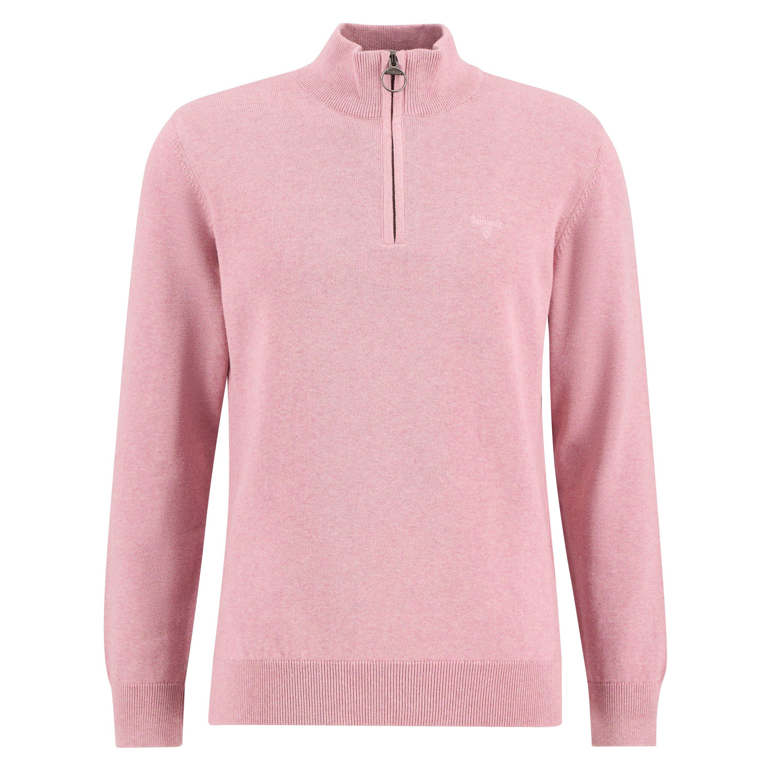 Barbour Men's Half-Zip Jumper - Pink Pi51 - 2XL