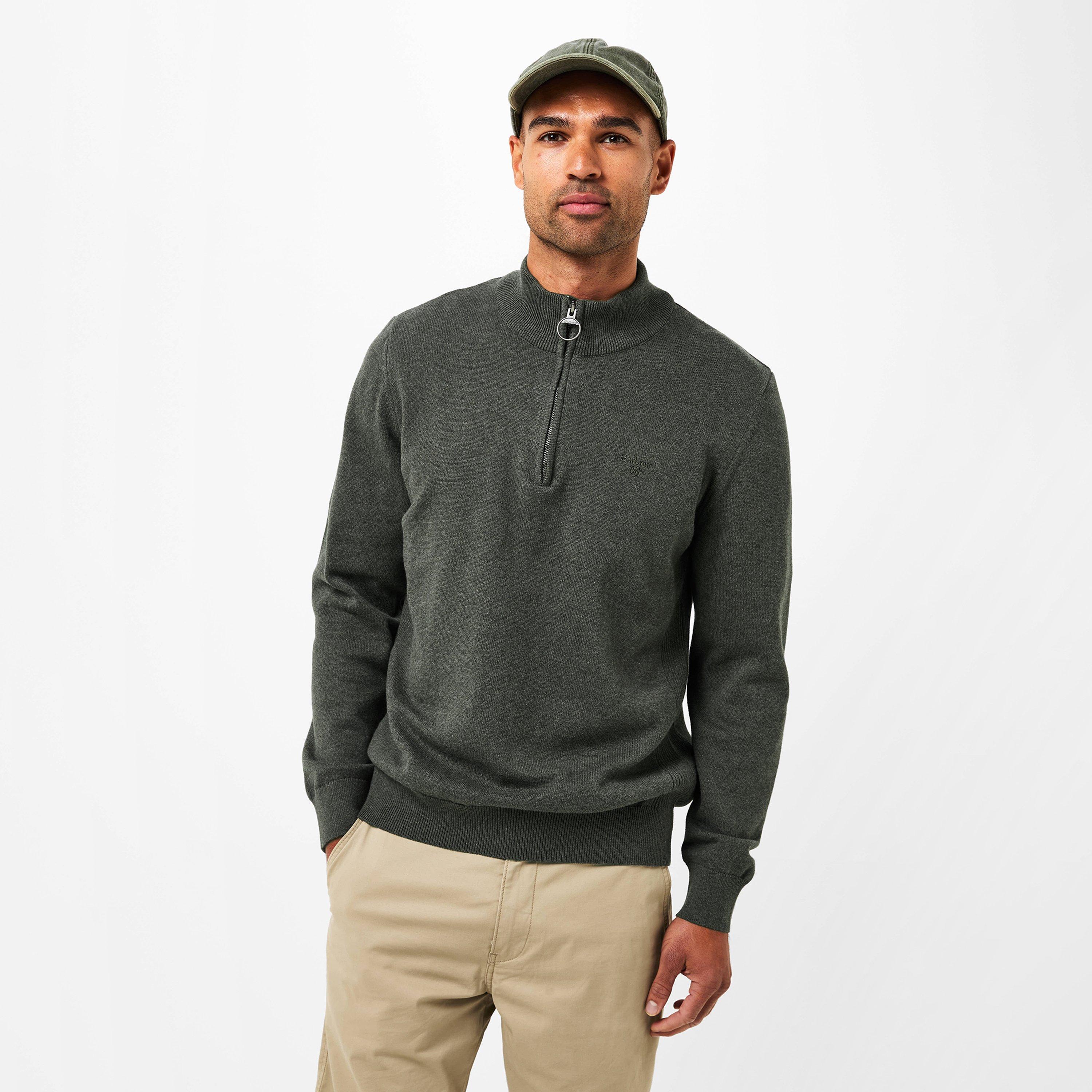 Olive Marl OL91 - Barbour - Mens Half-Zip Jumper - 3