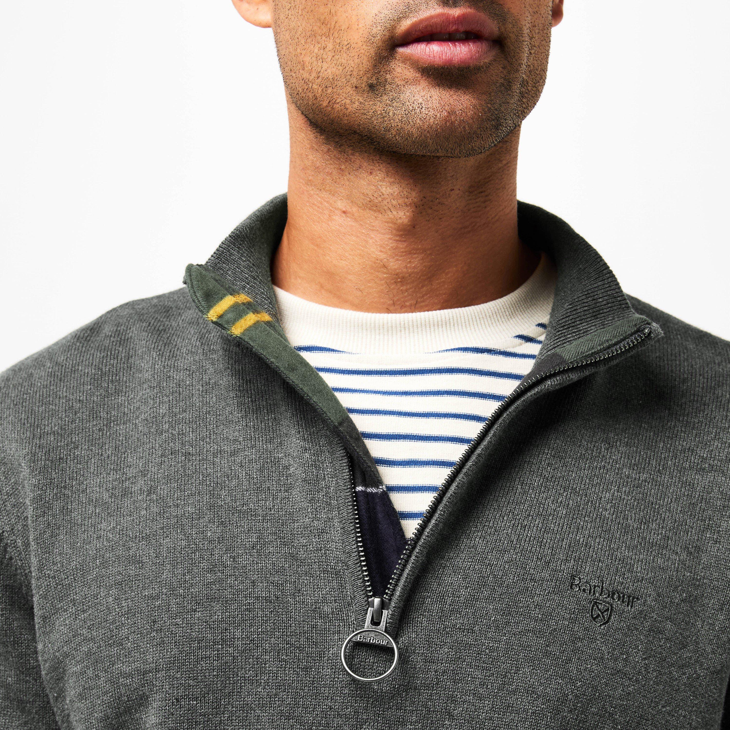 Olive Marl OL91 - Barbour - Mens Half-Zip Jumper - 5