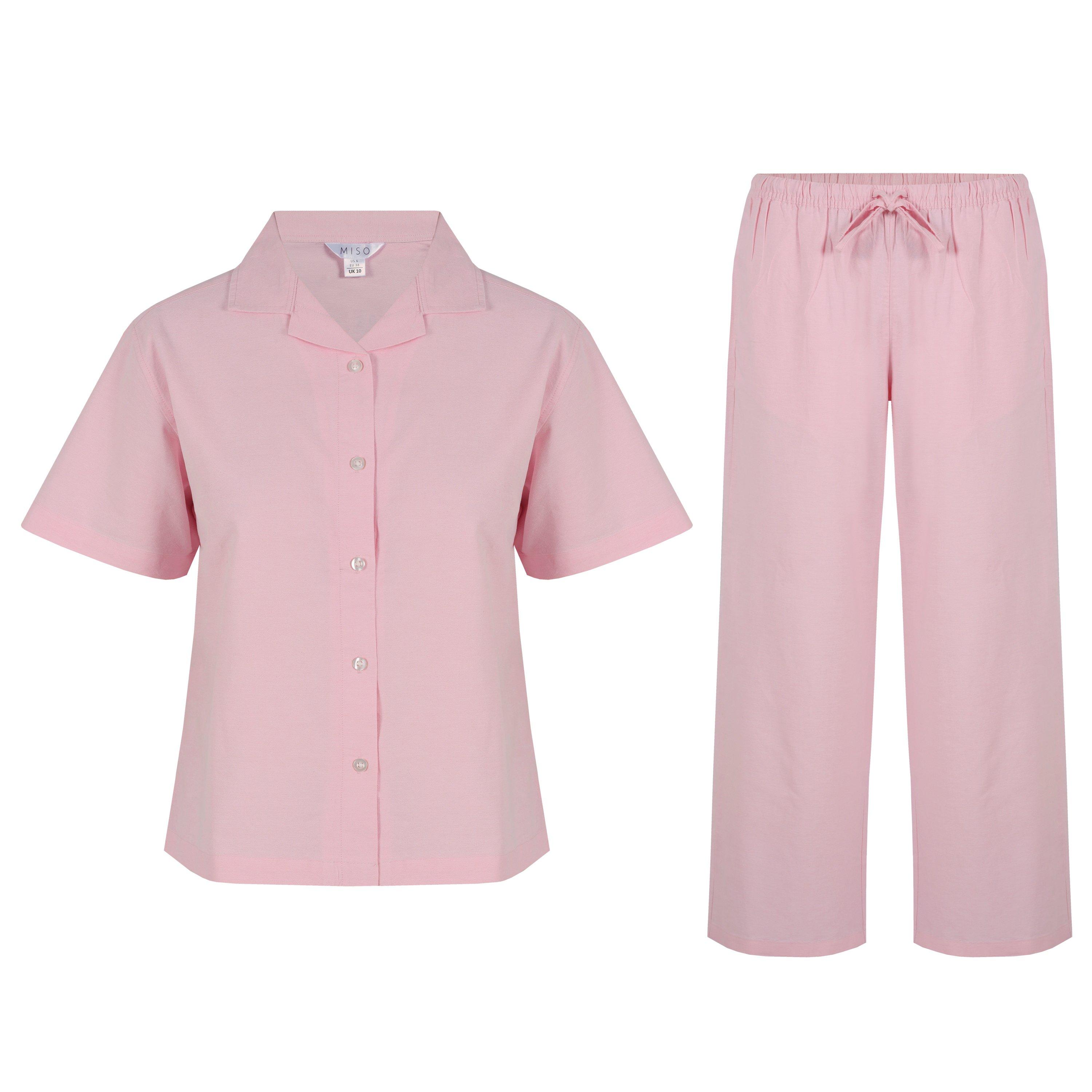 Pink - Miso - Women's Oxford Revere Collar Pyjama Set - 1